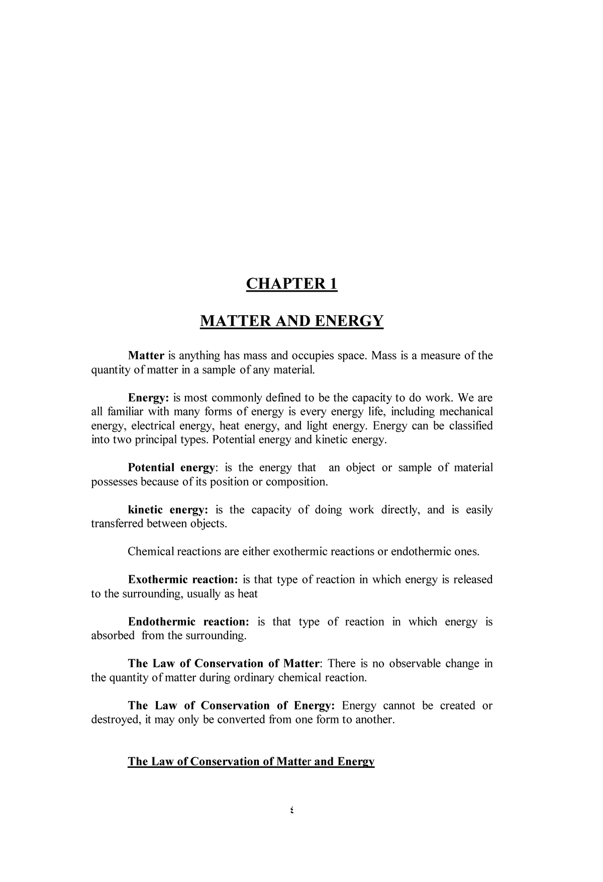 CHEM1 - Introduction to Chemistry - ٤ CHAPTER 1 MATTER AND ENERGY ...