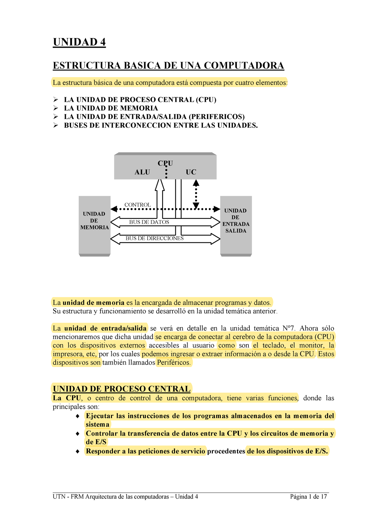 Unidad 4 - UNIDAD 4 ESTRUCTURA BASICA DE UNA COMPUTADORA La Estructura ...