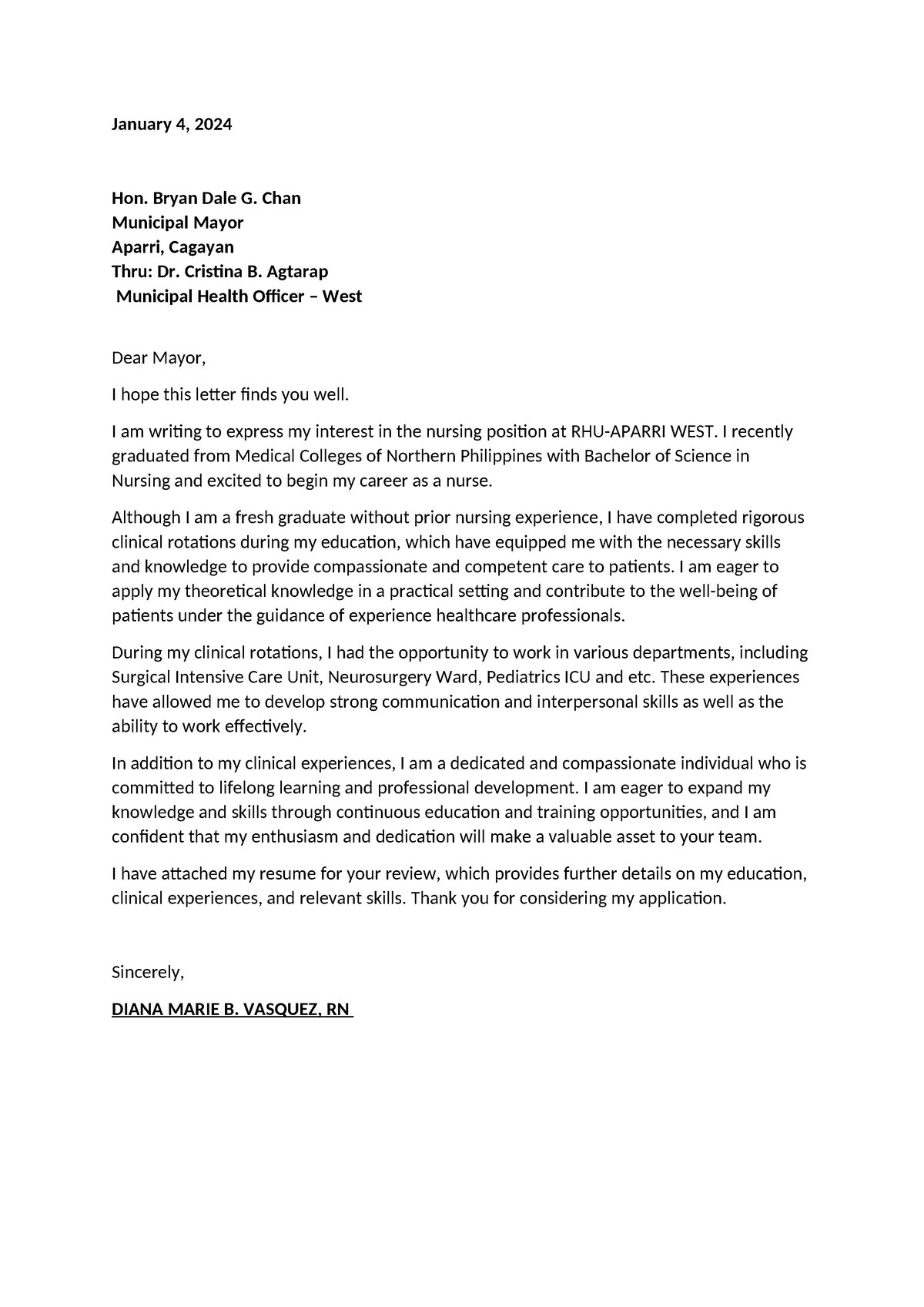 Application-Letter - for report - January 4, 2024 Hon. Bryan Dale G ...