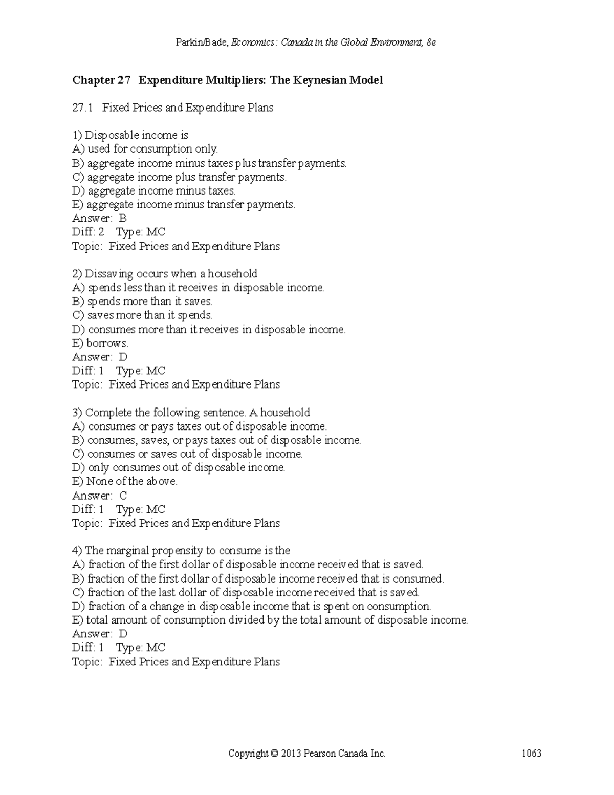 Parkin 8e TIF Ch27 - Lmlmlml - Chapter 27 Expenditure Multipliers: The ...