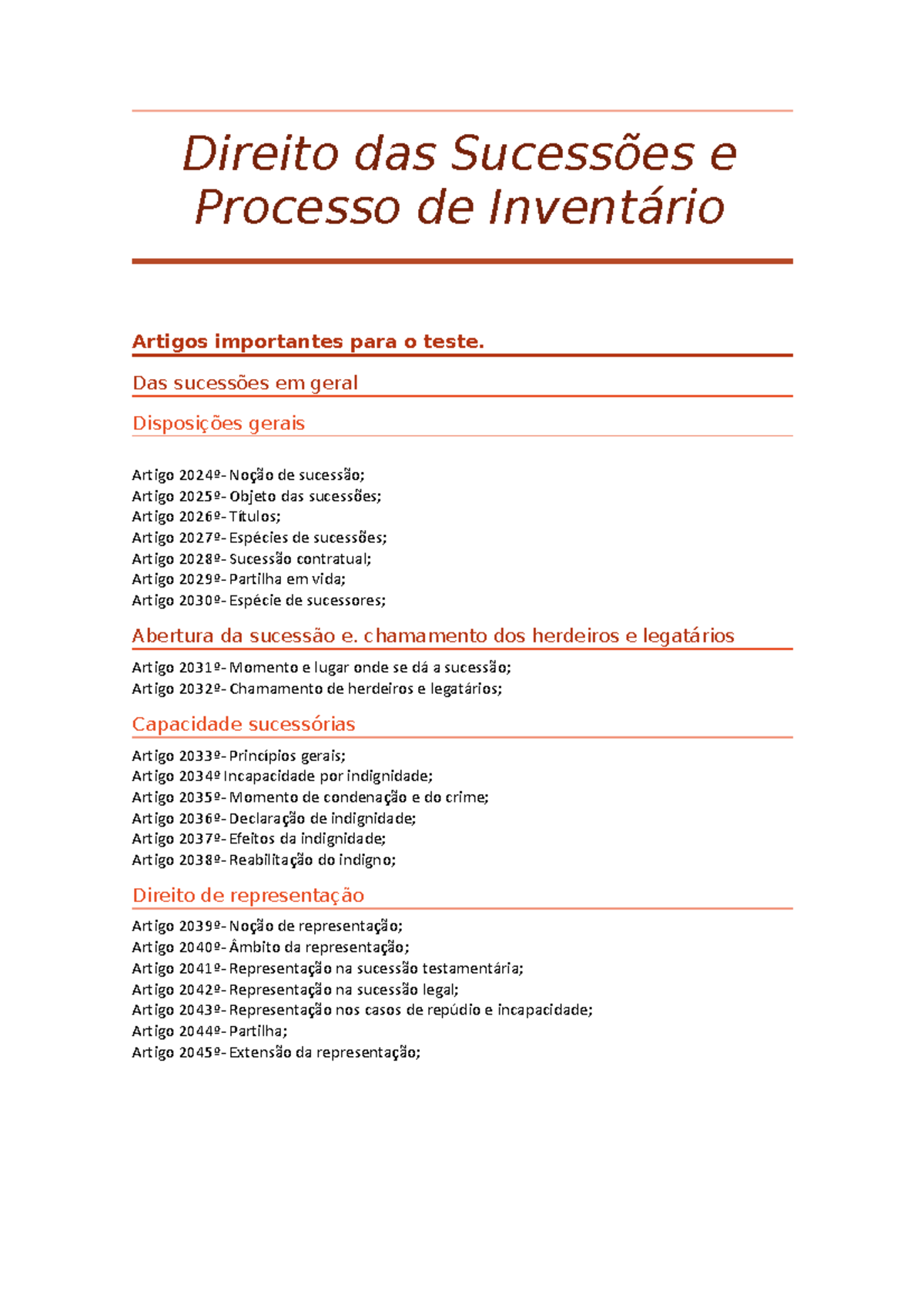 Direito das Sucessões e processo de inventário resumos - Direito das ...