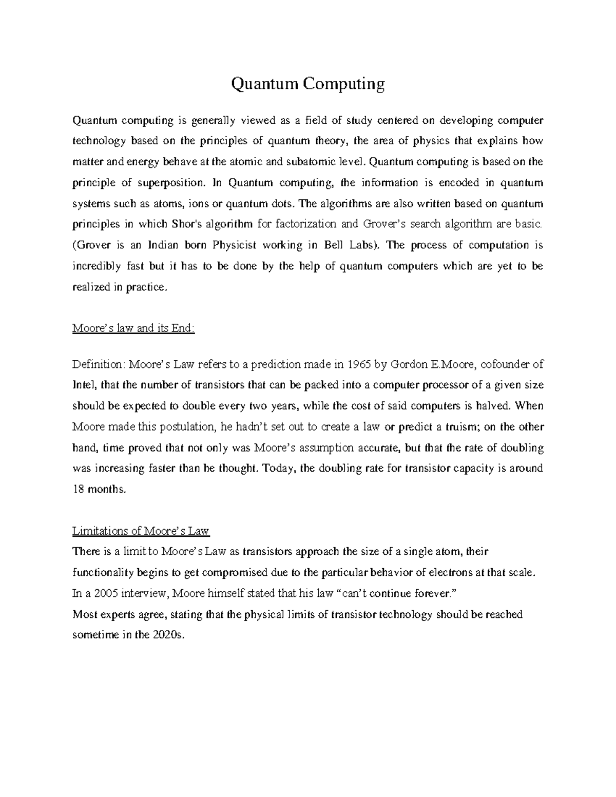 Modul - 3 - p cycle notes - Quantum Computing Quantum computing is ...