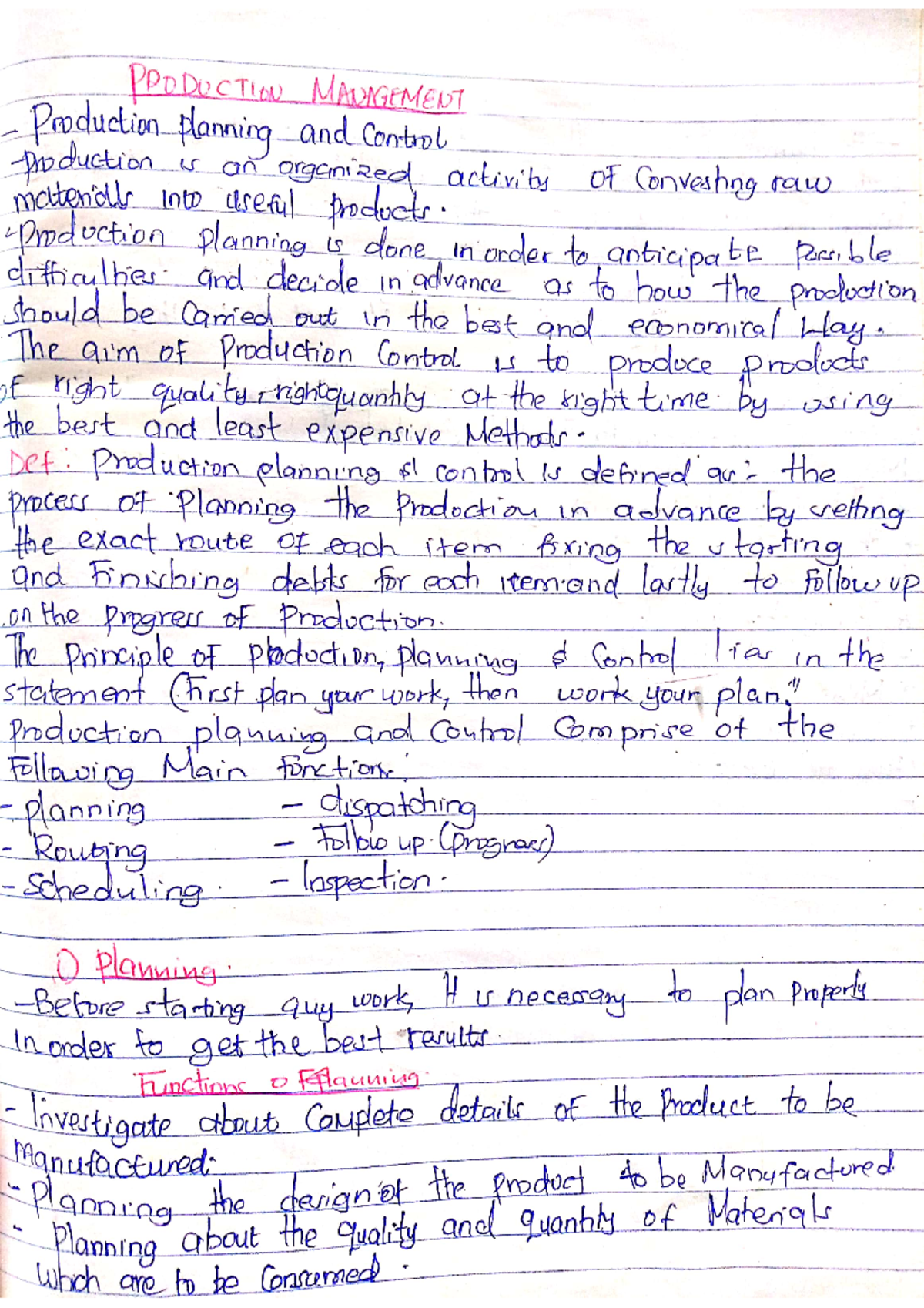 Production Management Functions - PRODUCTION MANAGEMENT 1 Production ...