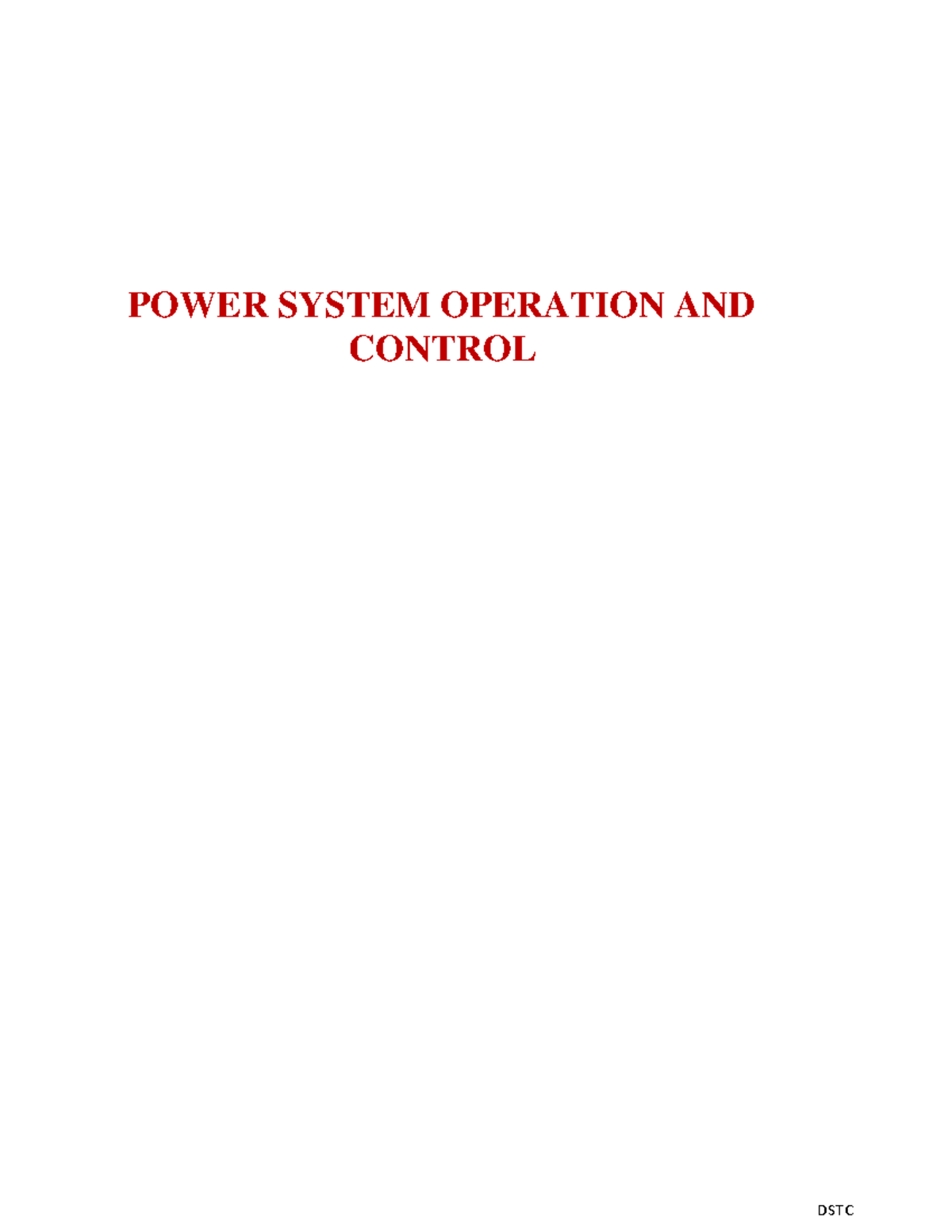 Power System Operation And Control-2180909 - Power System Planning And ...