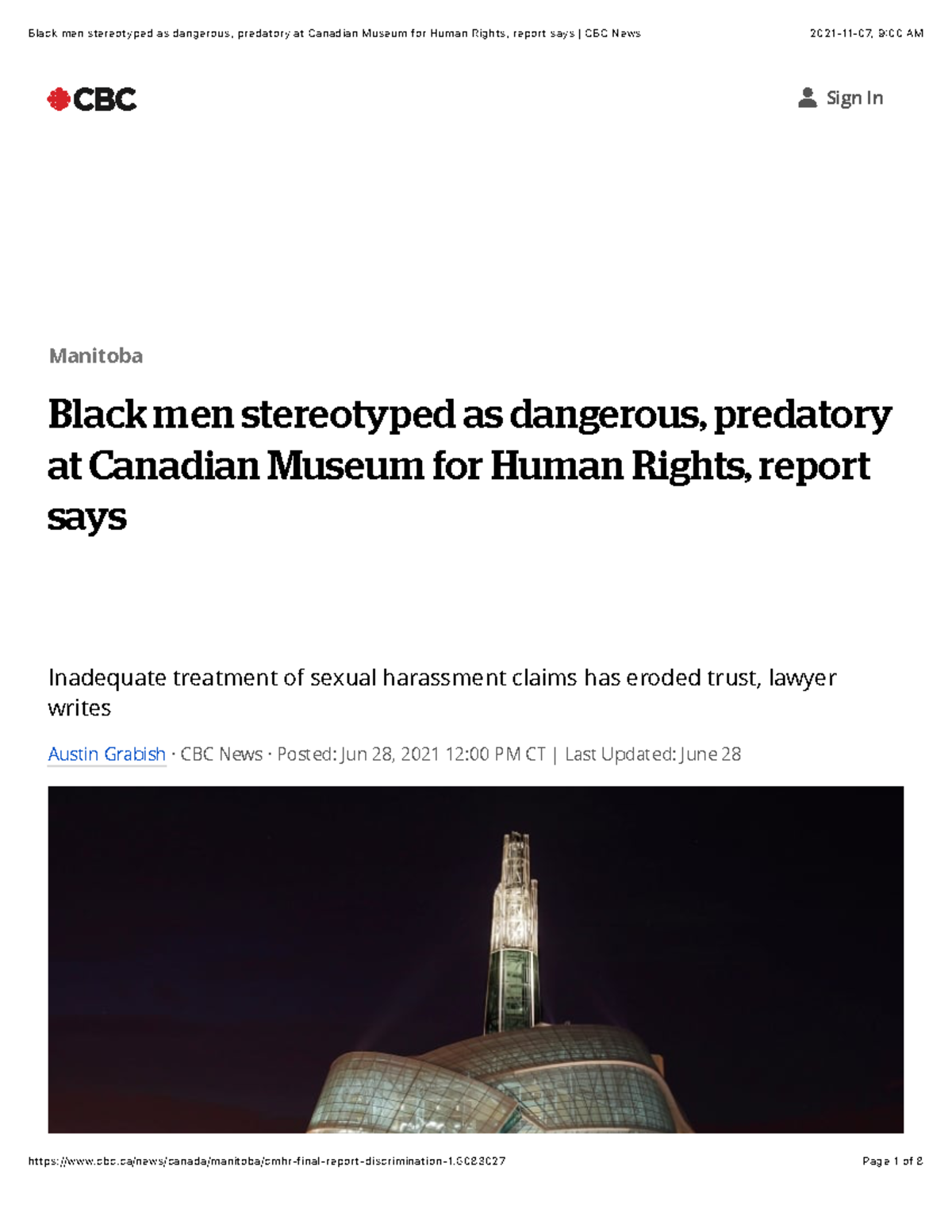Black men stereotyped as dangerous, predatory at Canadian Museum for ...