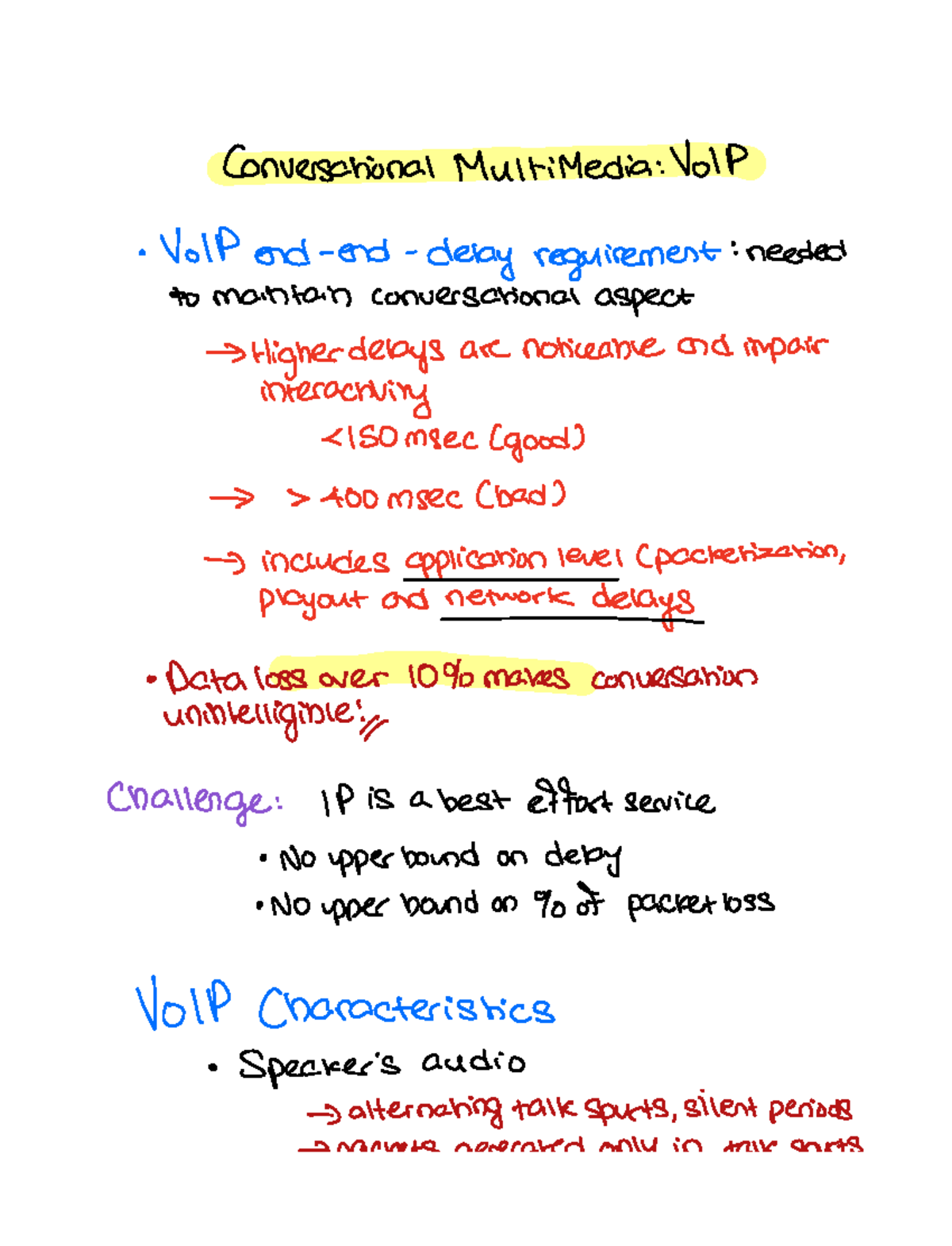 VOIP Chapter 11 notes Conversational Multimedia Vol P VoIP end end