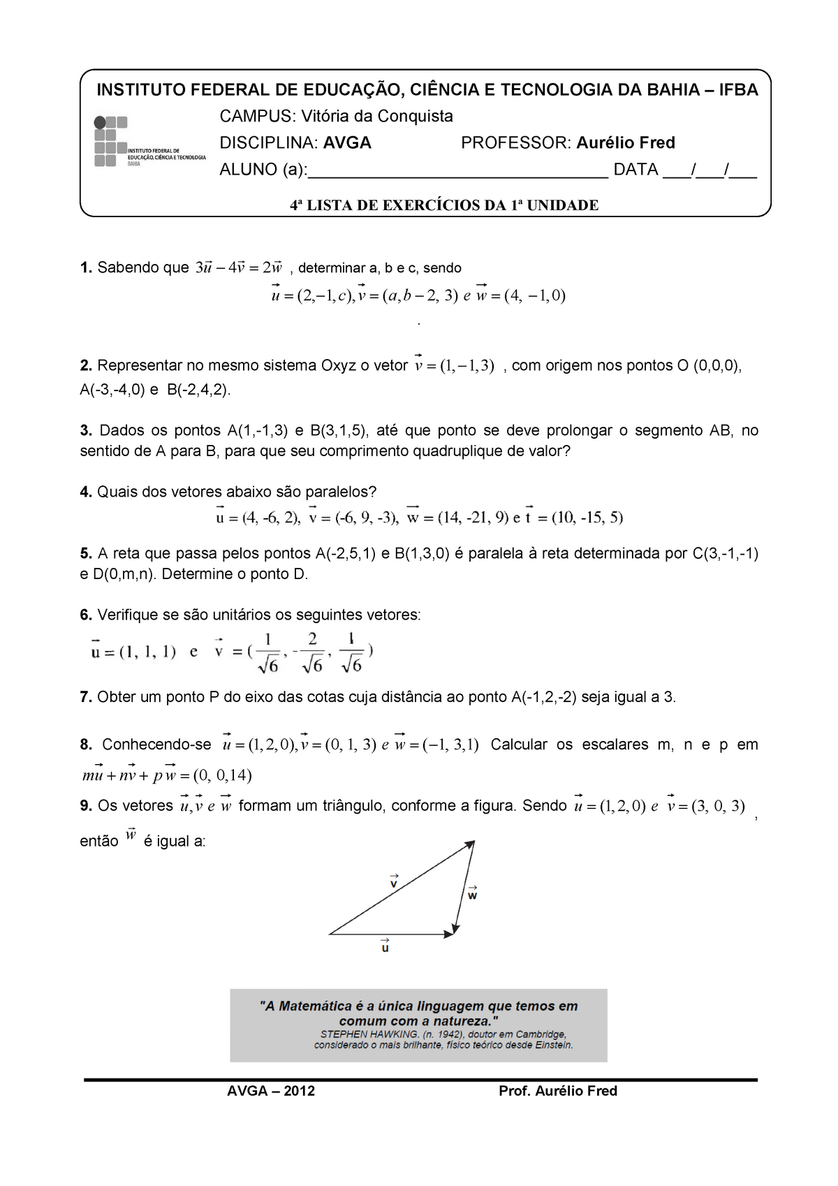 Exercicios De Geometria Analitica - SOLOLEARN