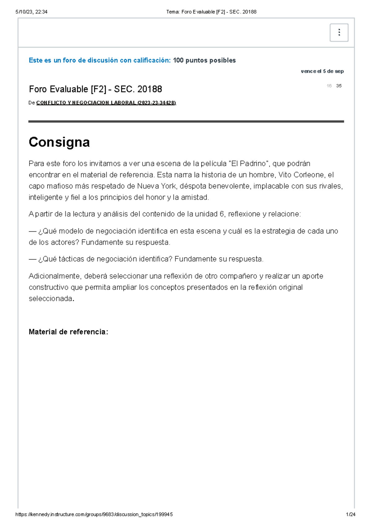 FORO 2 - foro 2 - Este es un foro de discusión con calificación: 100 ...