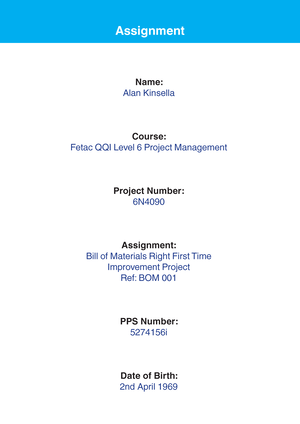 QQI Project Management Course - 6N4090 - Level 6