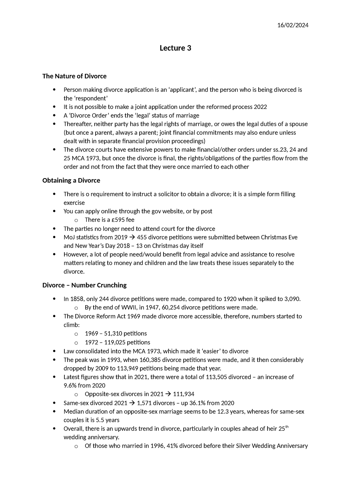 Lecture 3 Divorce I Lecture 3 The Nature Of Divorce Person Making Divorce Application Is An 3635