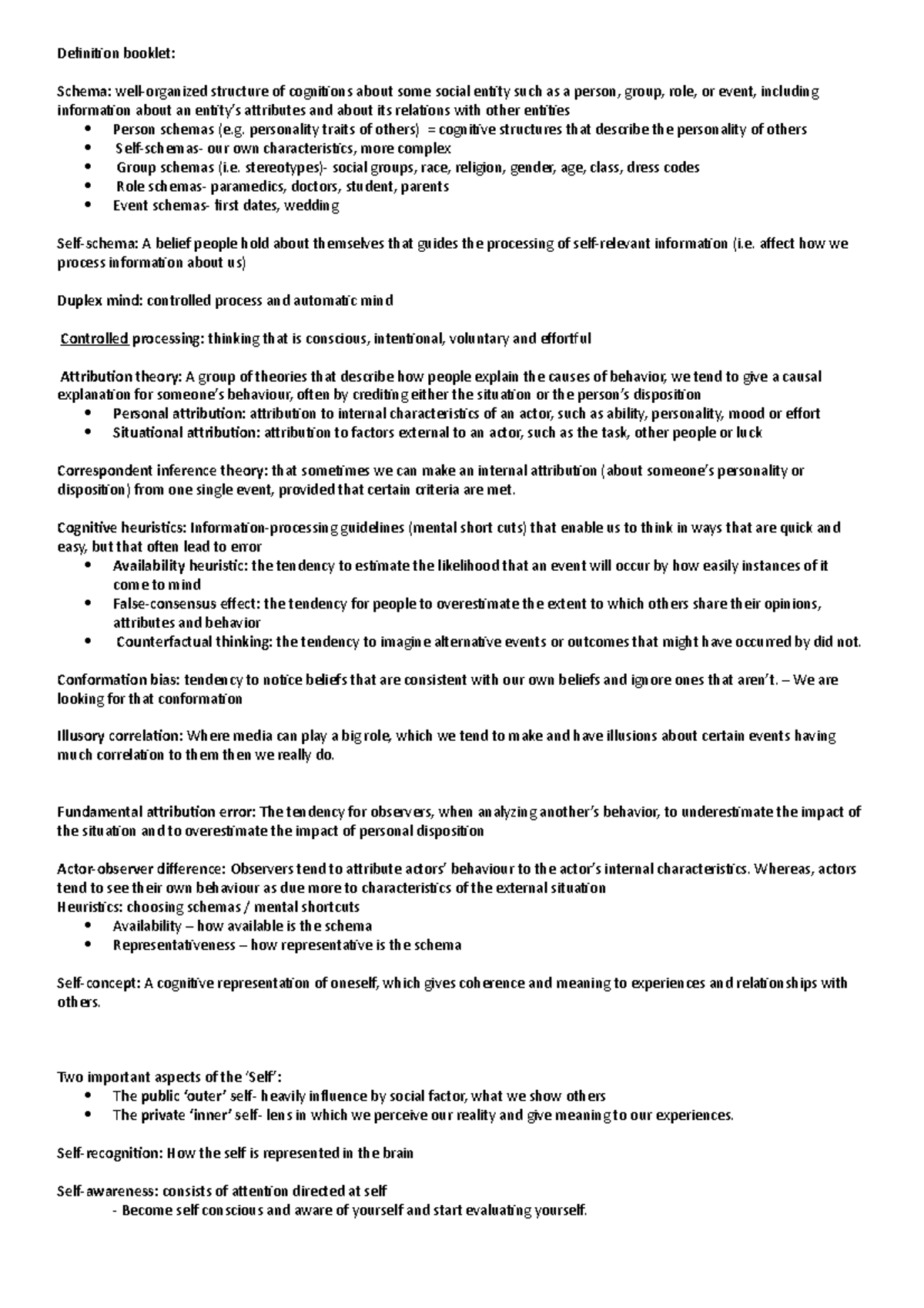 Summary - lecture 1-4 - definitions of key terms - Definition booklet ...