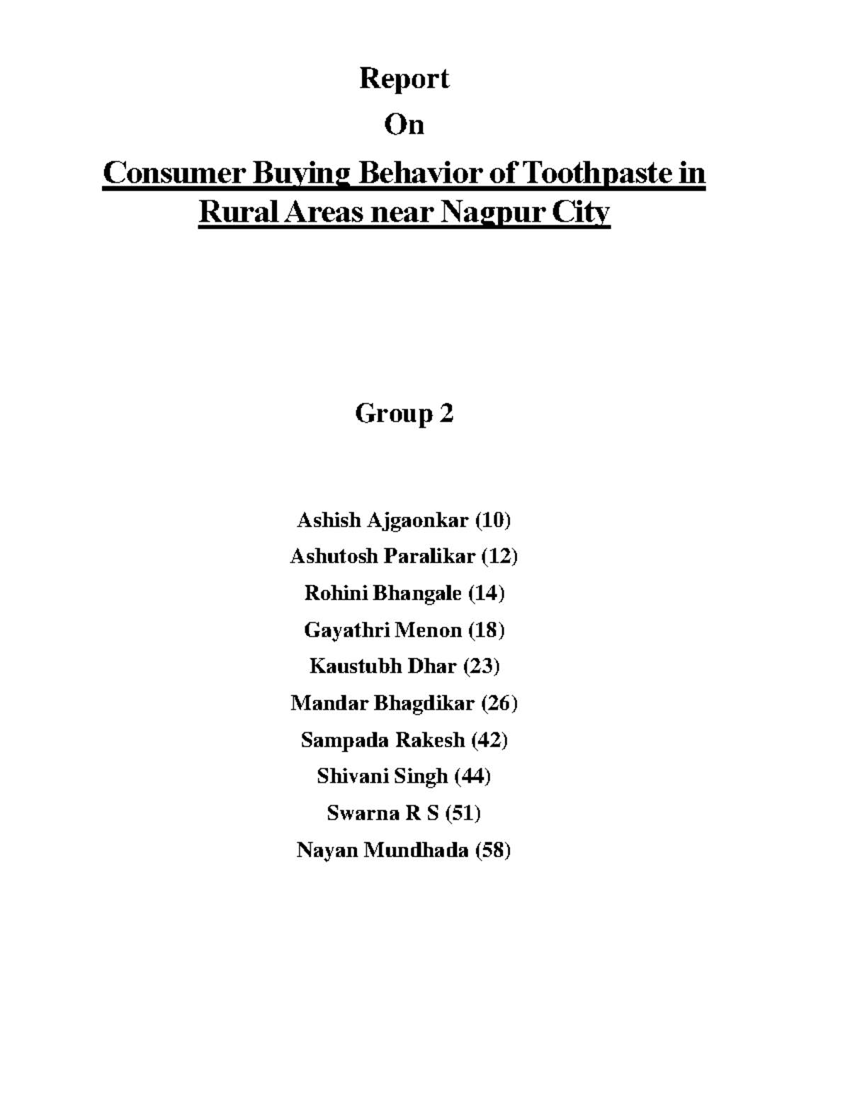 Group 02 Toothpaste - must - Report On Consumer Buying Behavior of ...