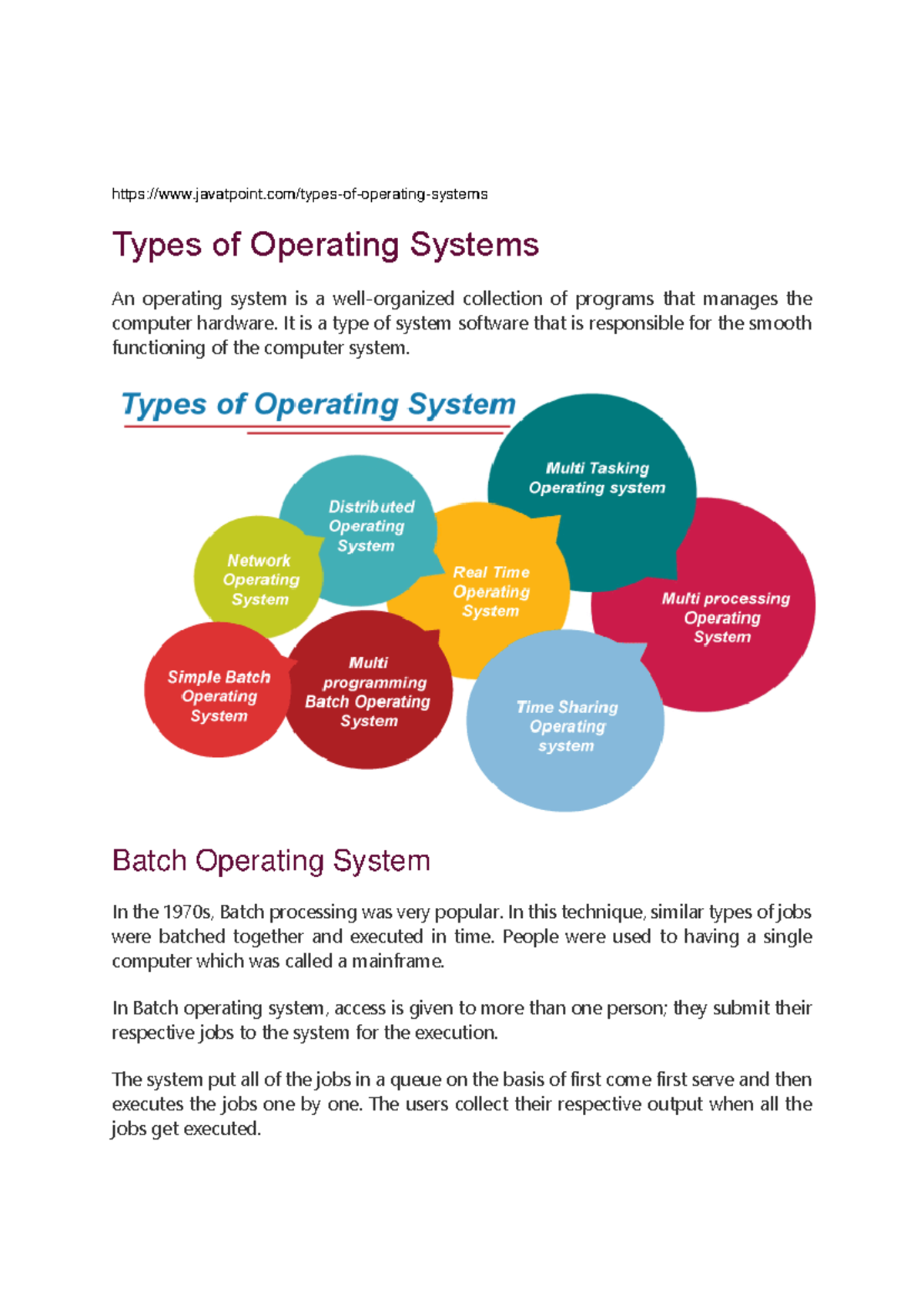 Sociology lecture notes - javatpoint/types-of-operating-systems Types ...