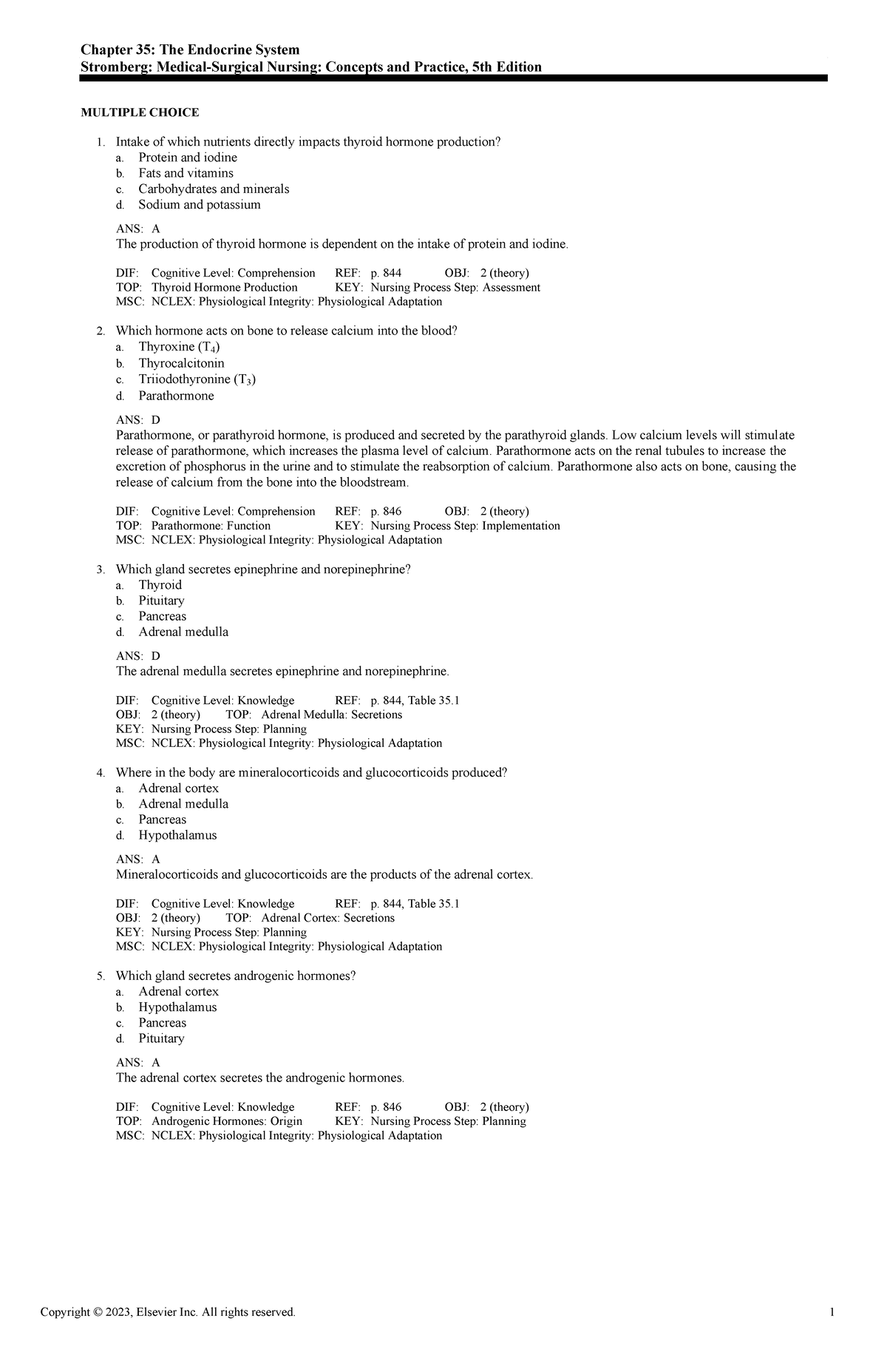 Exam View - Chapter 35 - Exam review - Chapter 35: The Endocrine System ...