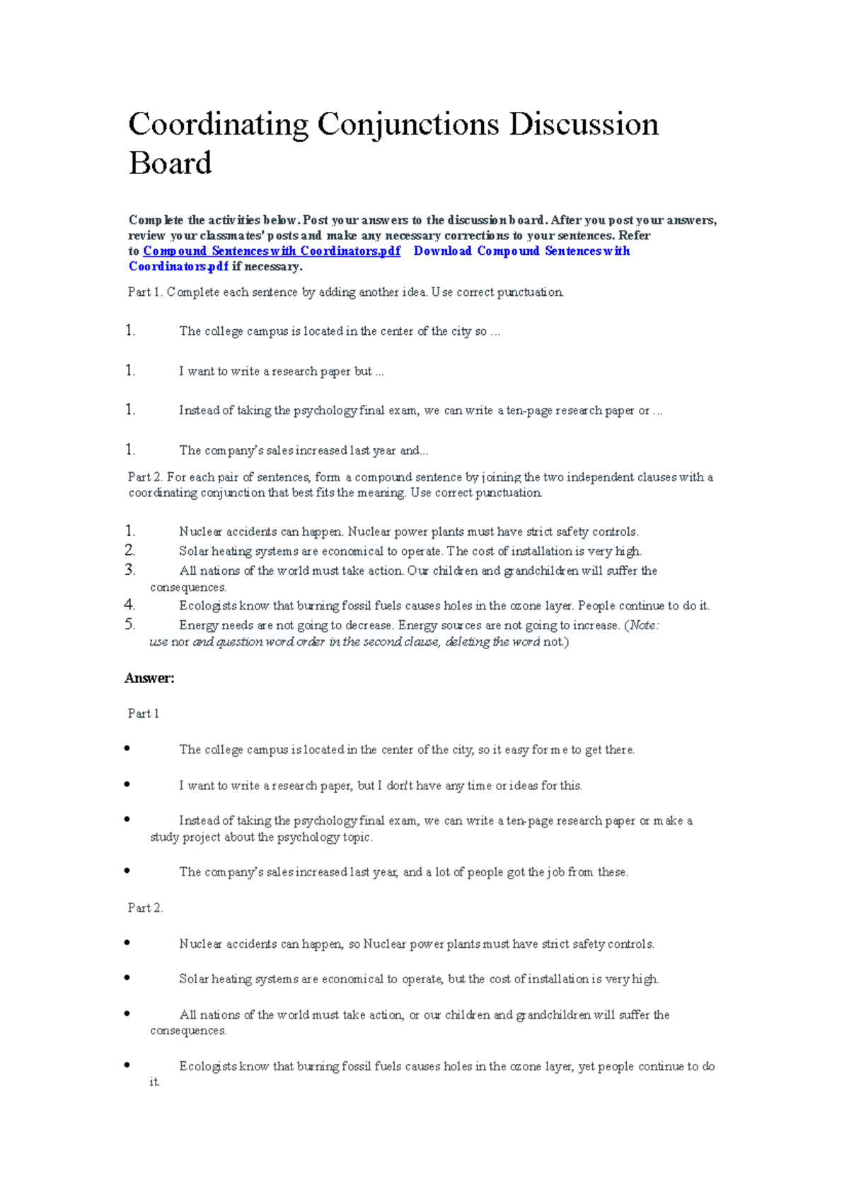 discussion essay conjunctions