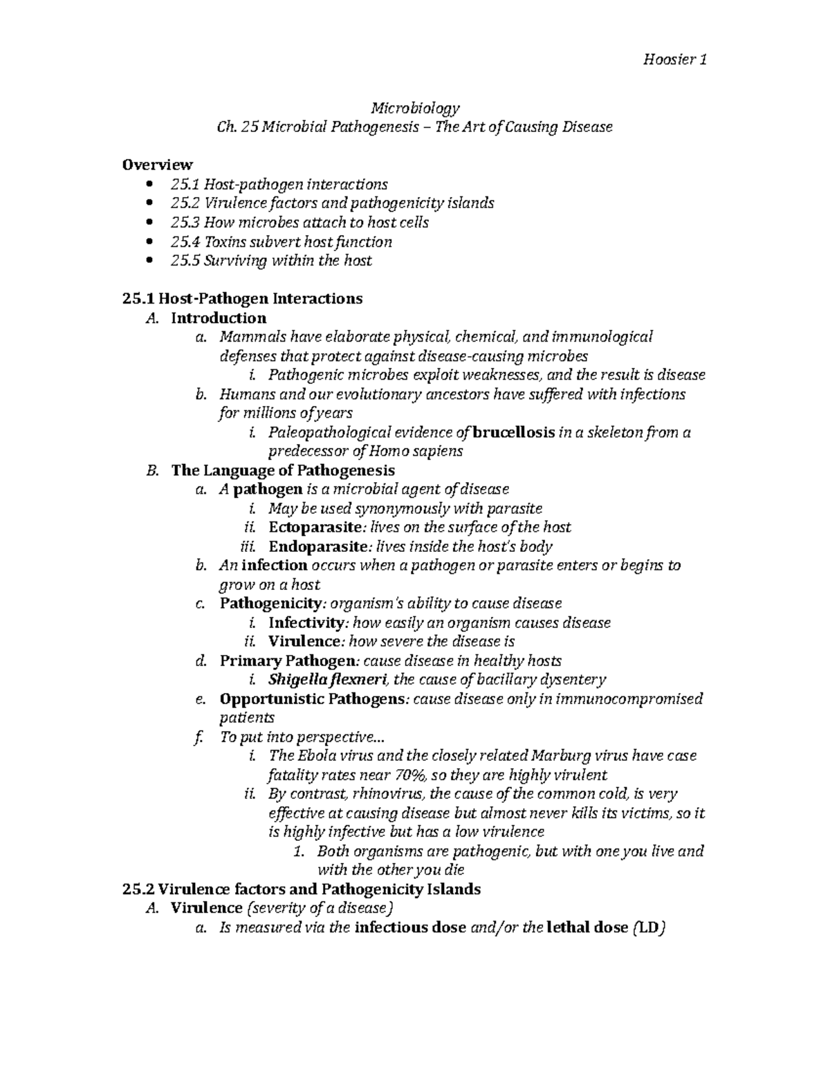 Ch.25 Microbial Pathogenesis - Microbiology Ch. 25 Microbial 