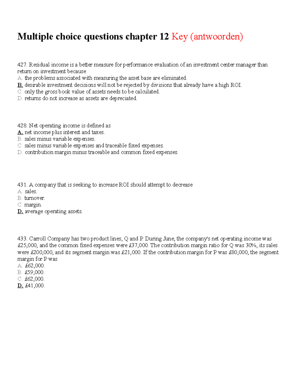 Test Bank - Totaal Ch12 - Antwoorden - Multiple Choice Questions ...