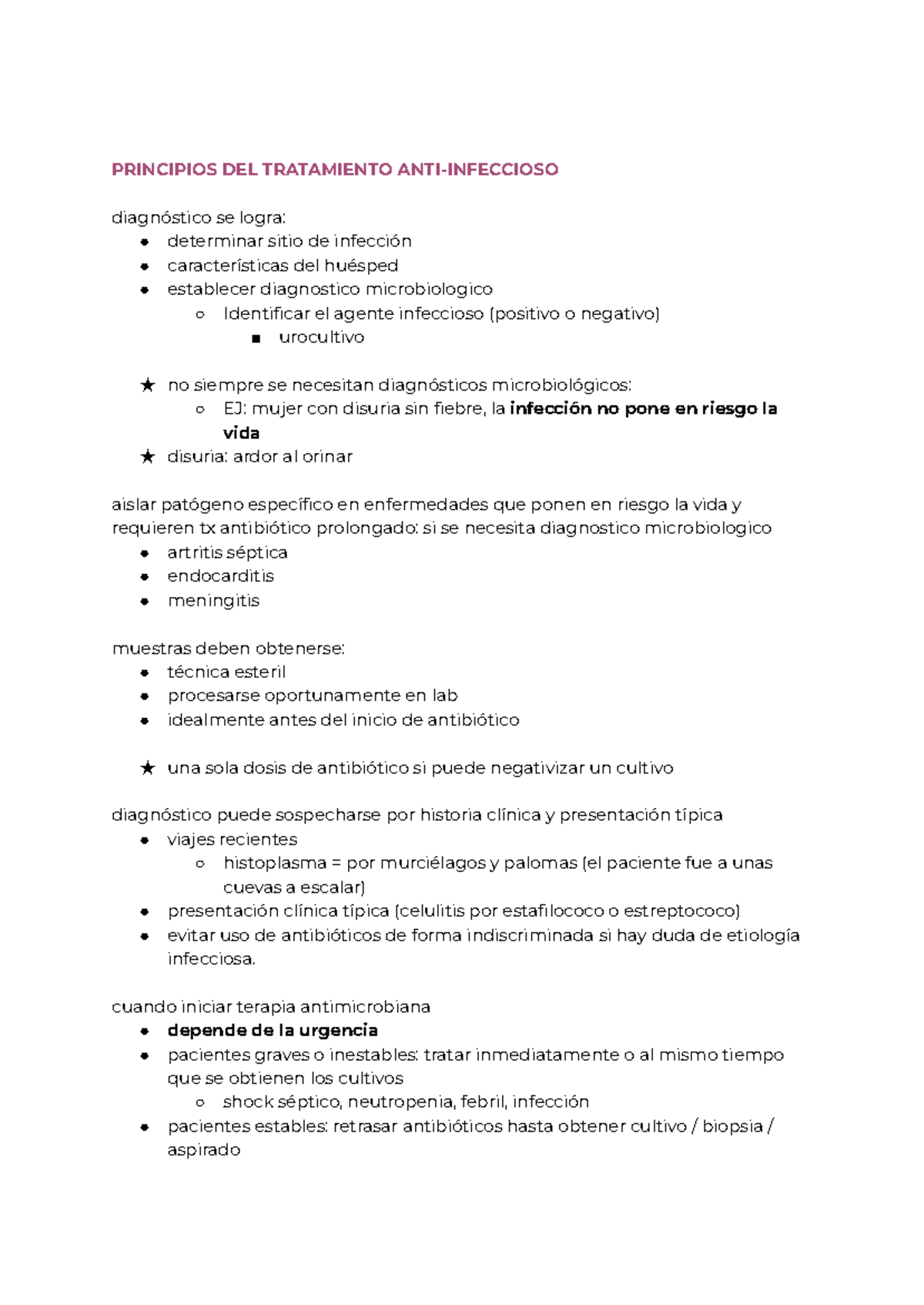 Infecto notes - Notas 1p - PRINCIPIOS DEL TRATAMIENTO ANTI-INFECCIOSO ...
