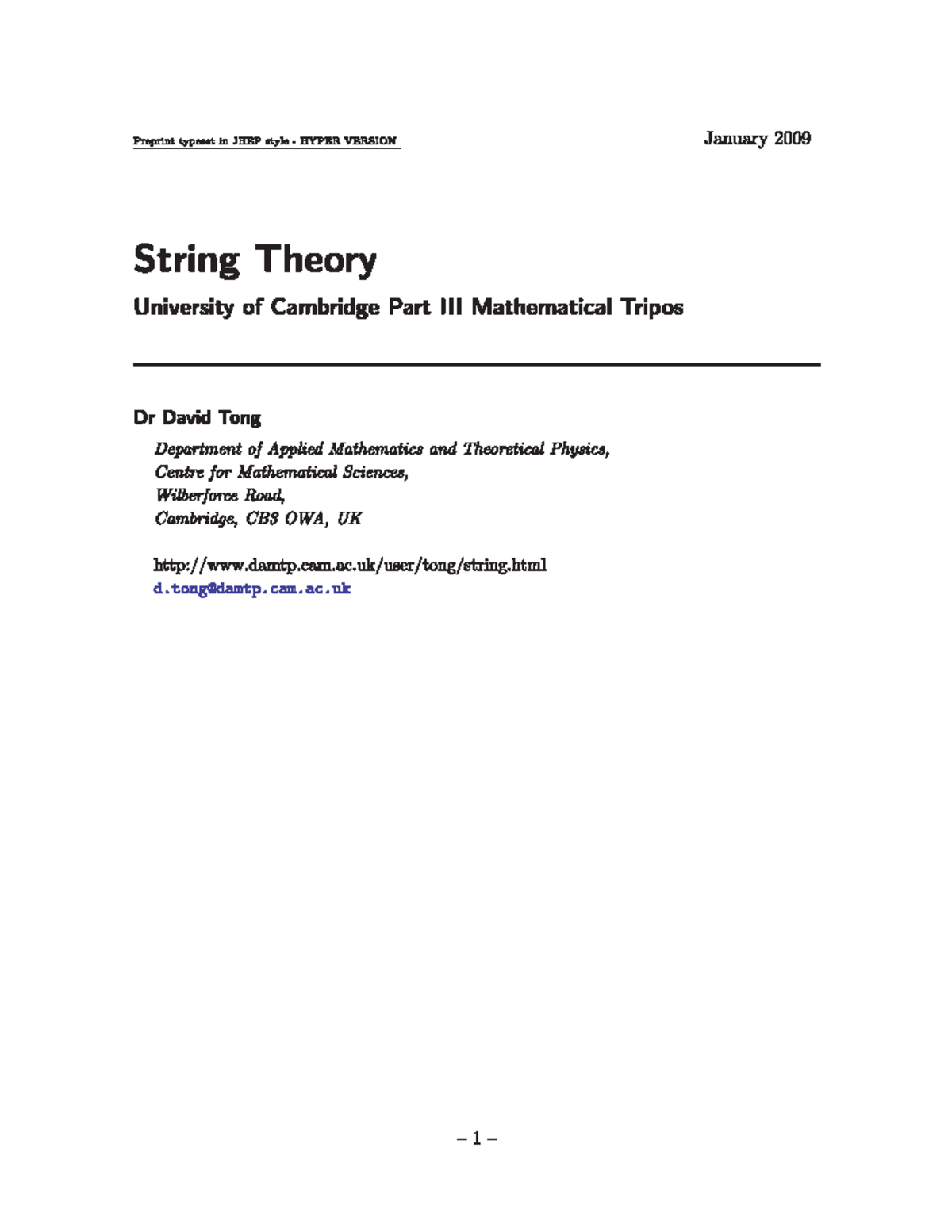 Introduction to string theory - Preprint typeset in JHEP style HYPER ...