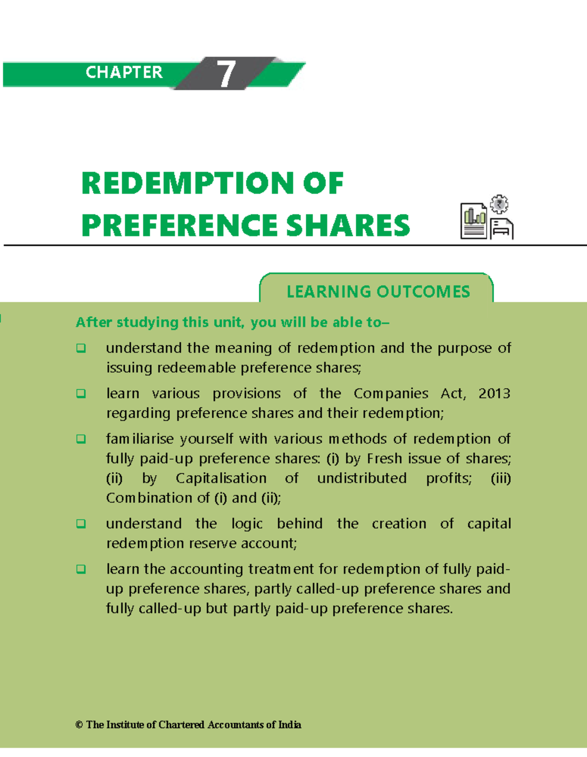 Redumption of Preference Shares-1553331361 - LEARNING OUTCOMES ...