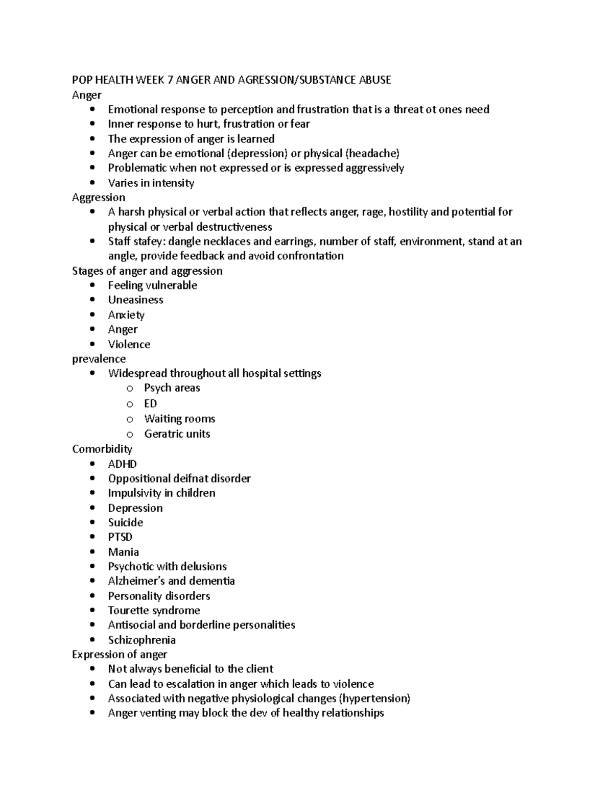 POP Health WEEK 7 Anger AND Agression - POP HEALTH WEEK 7 ANGER AND ...