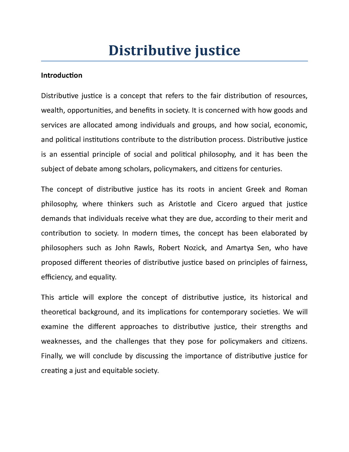 dissertation on distributive justice