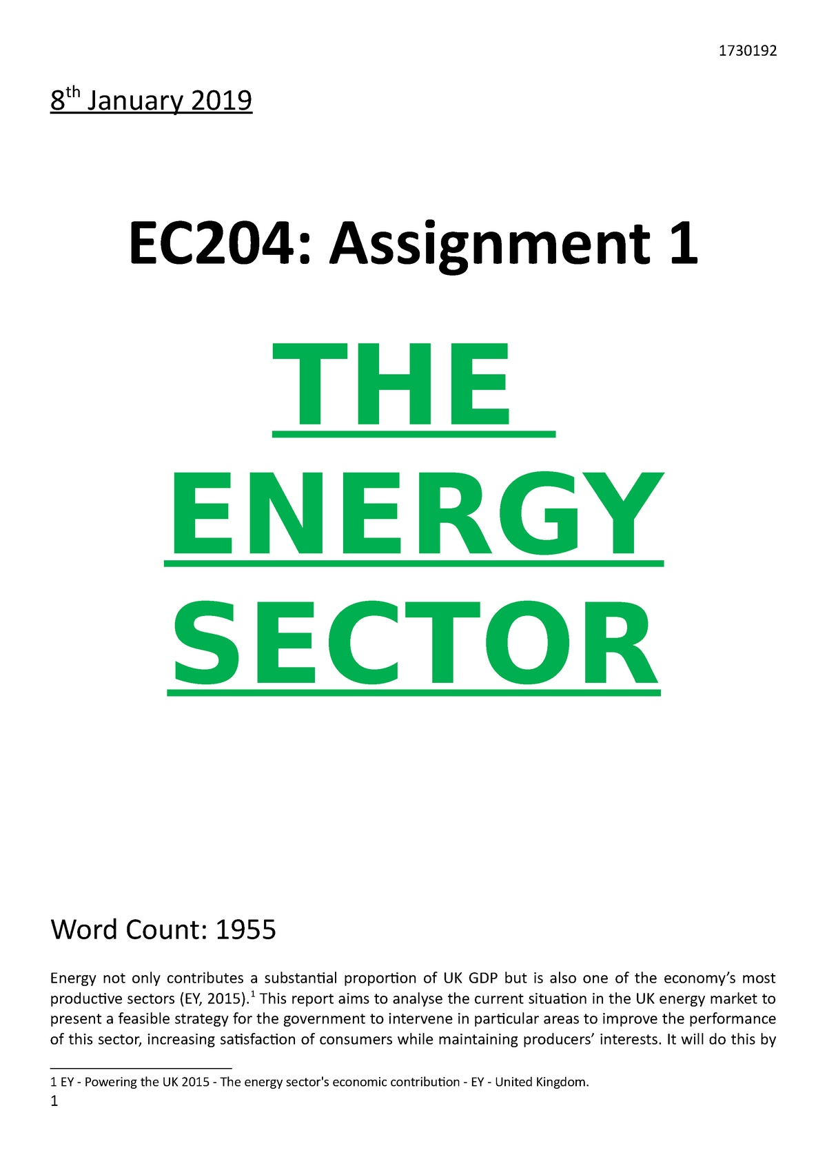 EC204- Assignment-1 - Essay - 8 Th January 2019 EC204: Assignment 1 THE ...