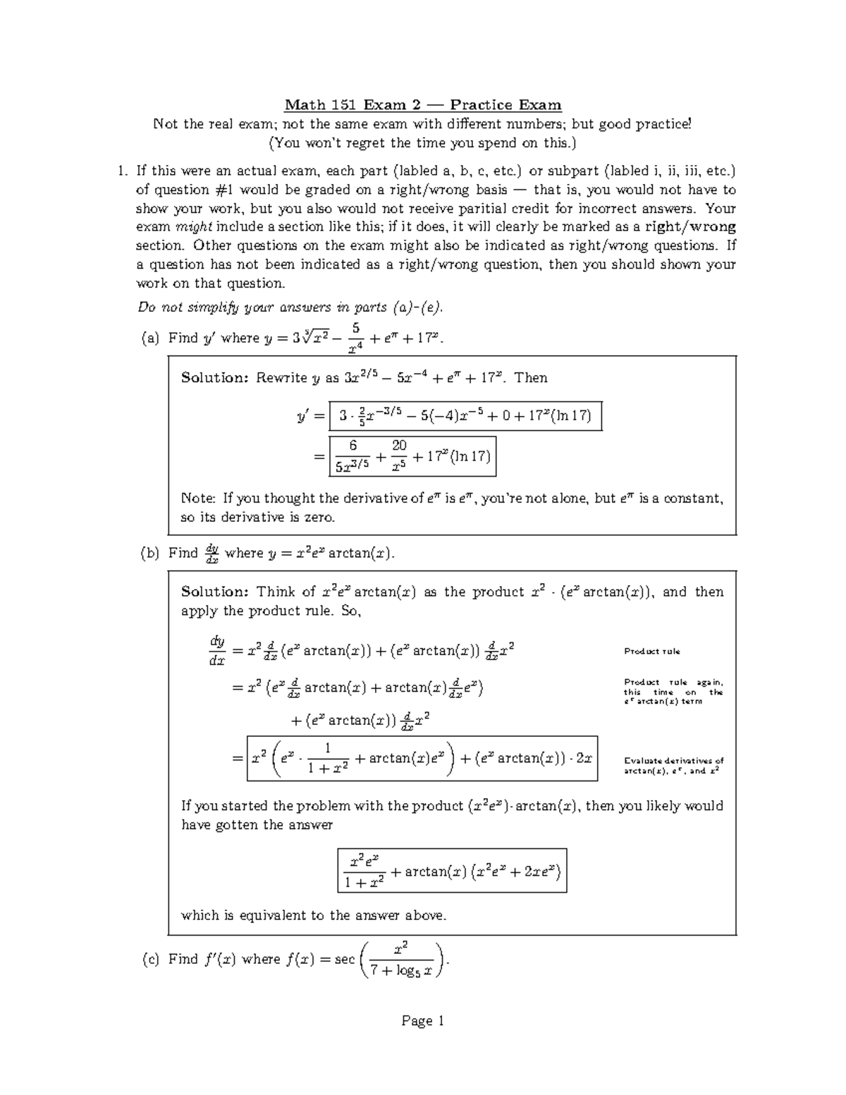 Math 151 Common Exams - p2mrivn