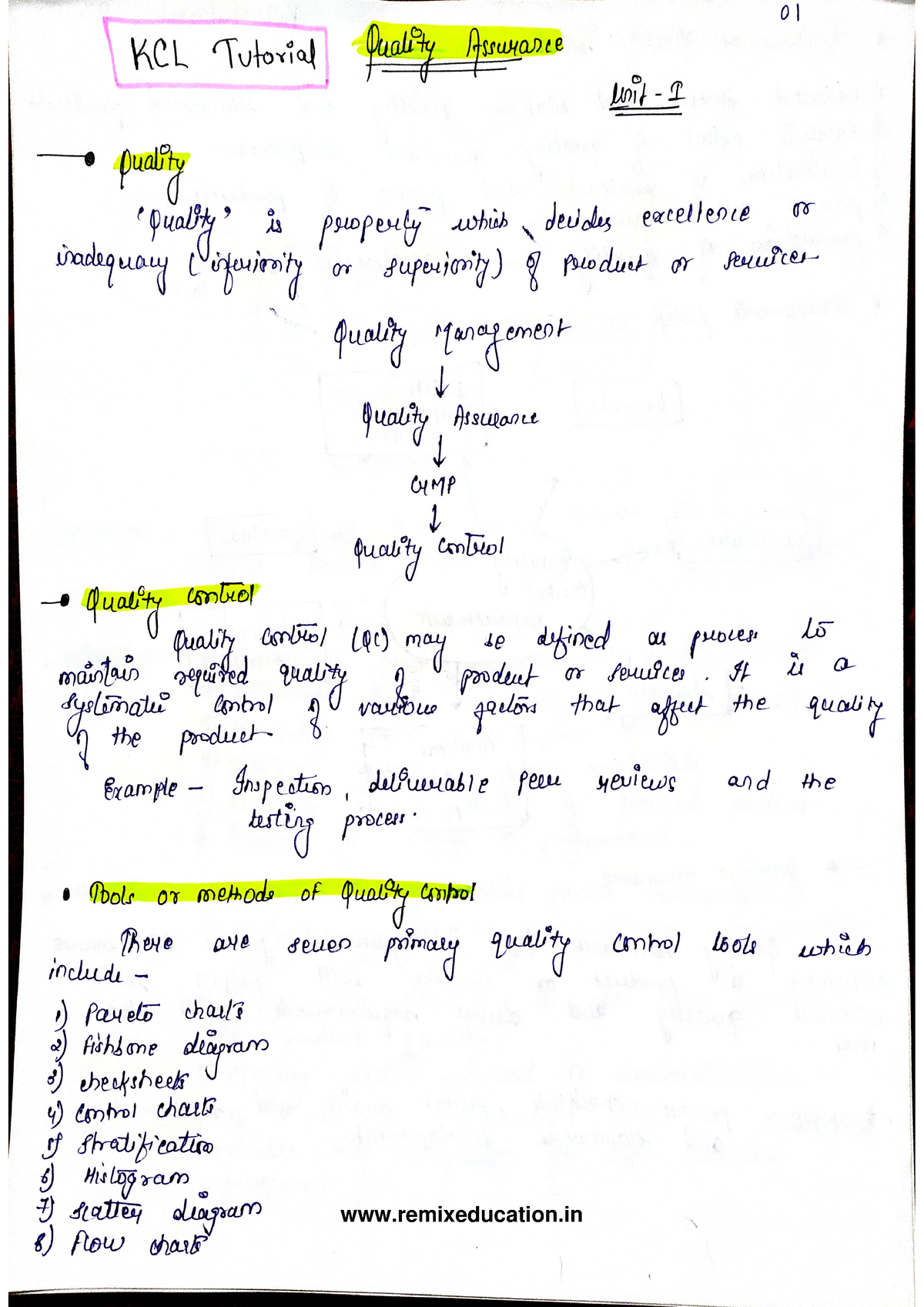 Quality Assurance Unit 1 - PHARMACY - Studocu