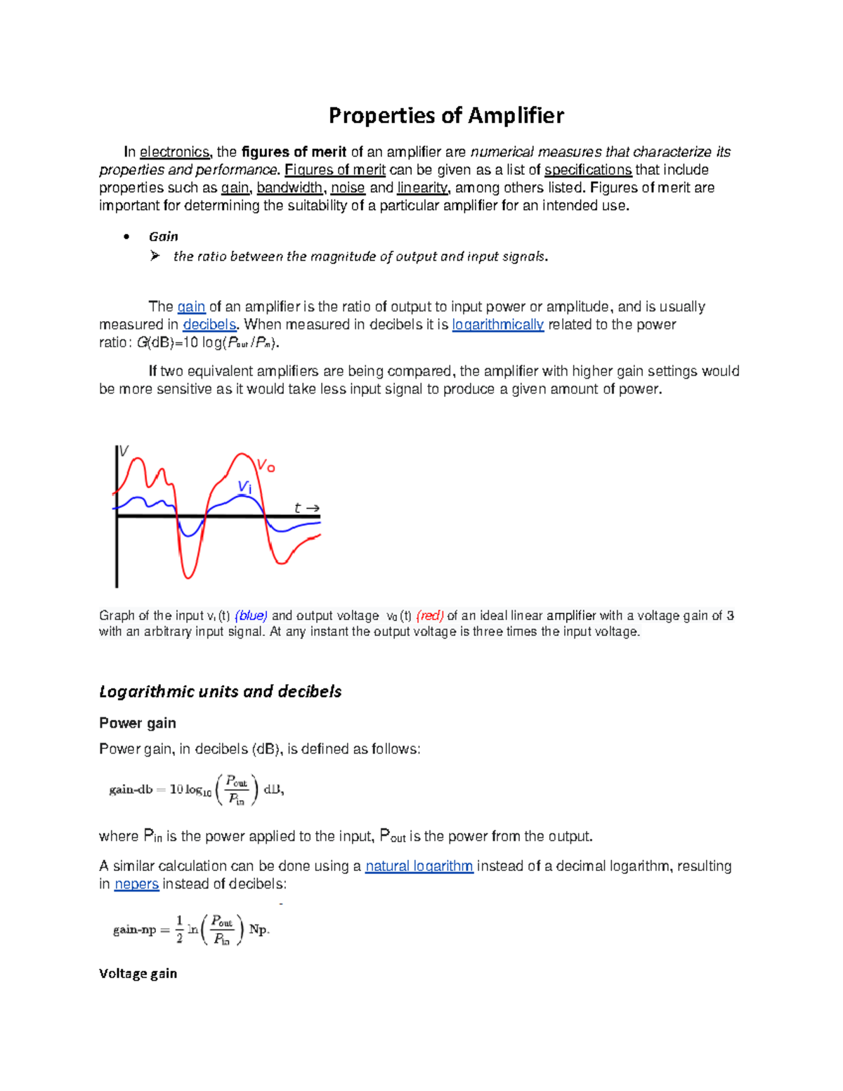 Properties-of-Amplifier (notes) - Properties of Amplifier In ...