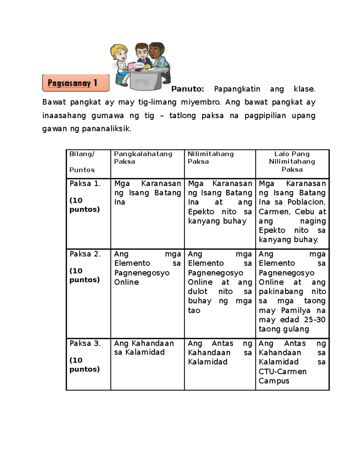Pagsasanay Filipino BSEdMathematics CTU Studocu