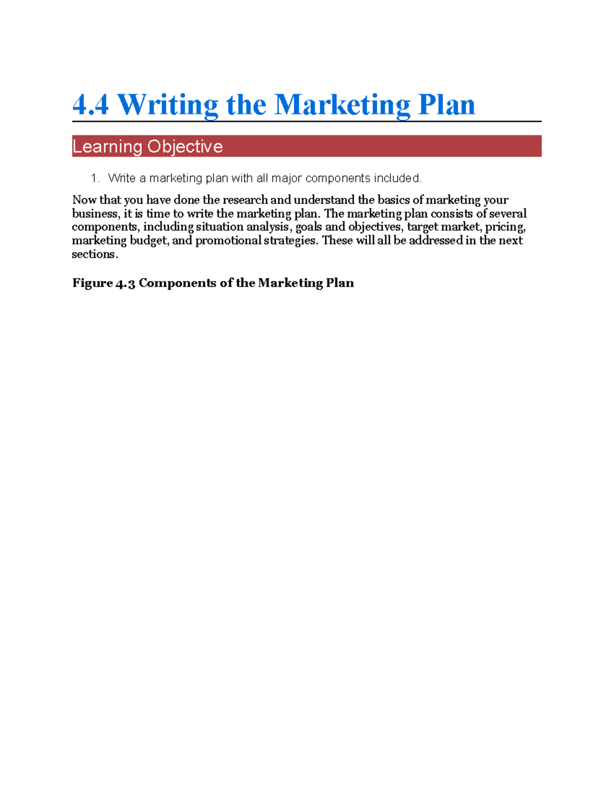 4.4 Writing the Marketing Plan - 4 Writing the Marketing Plan Learning ...