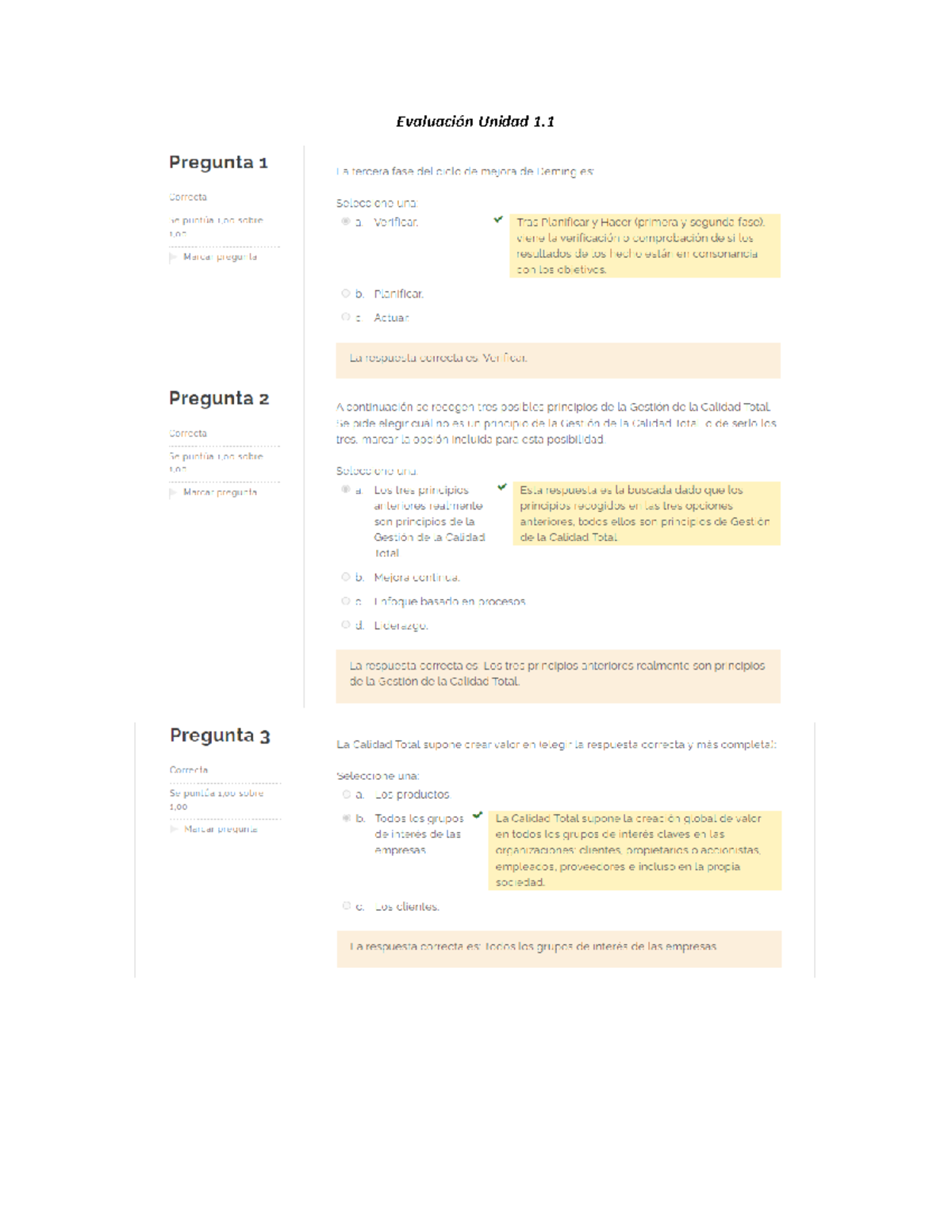 Evaluación Unidad 1 - Gestión De Calidad - Studocu
