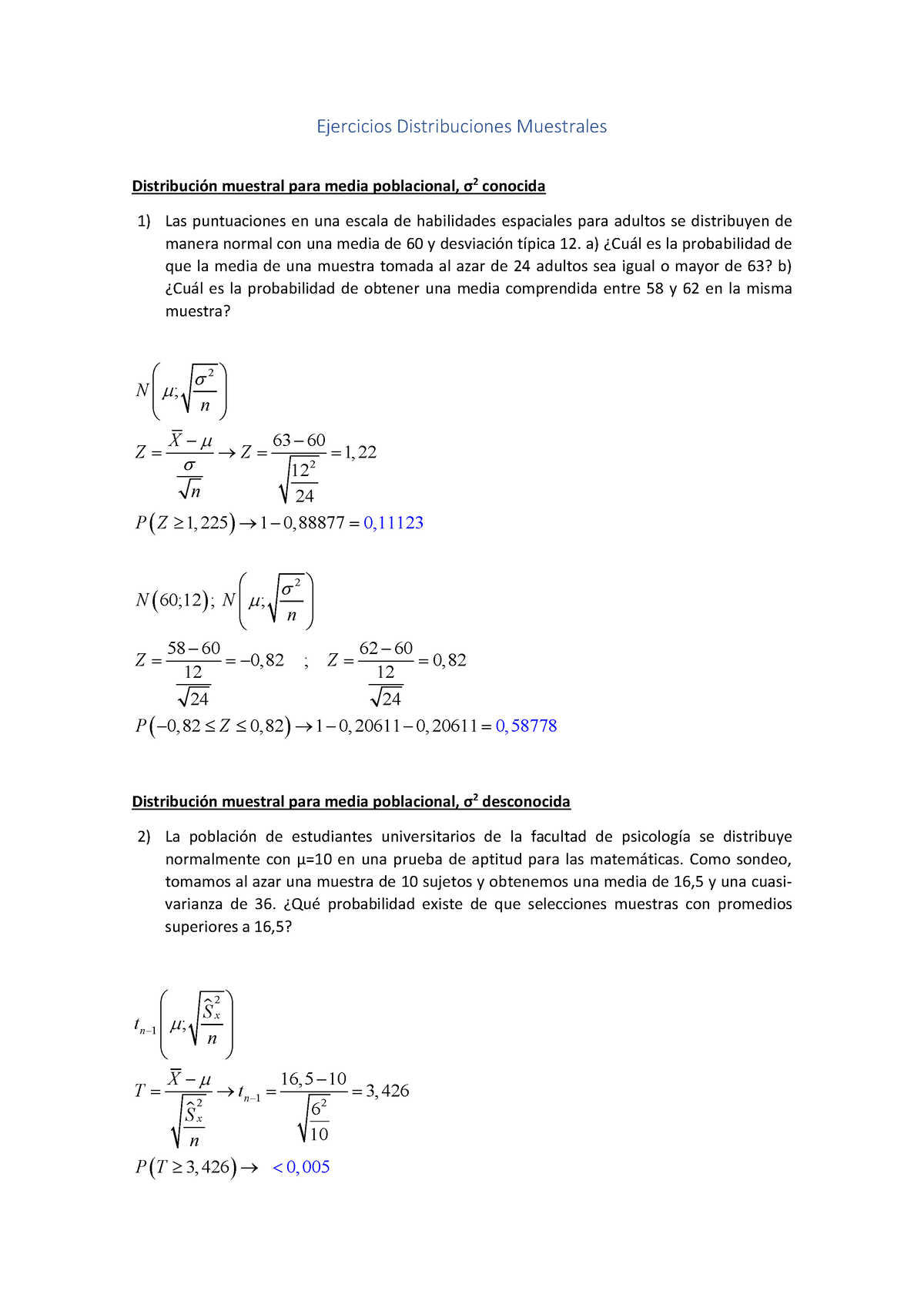 2. Distribuciones Muestrales 1 Resuelto - Ejercicios Distribuciones ...