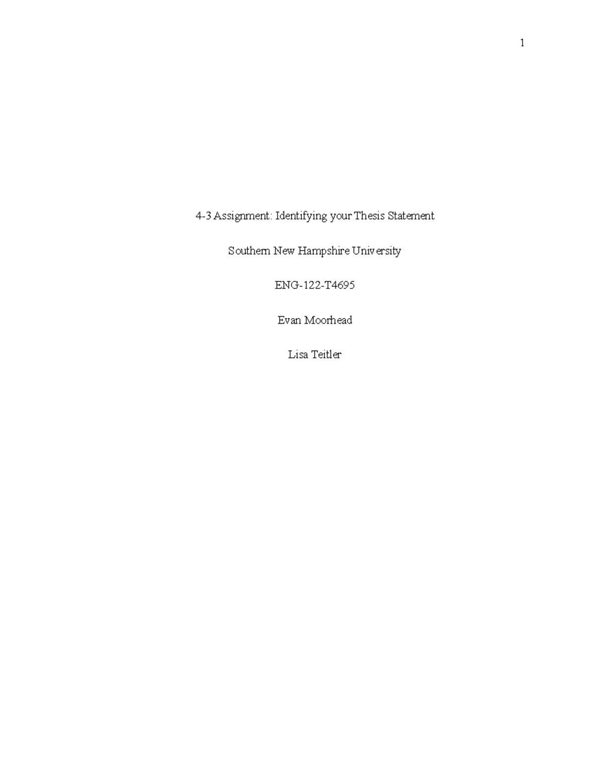 4-3 Assignment Identifying your Thesis - Studocu