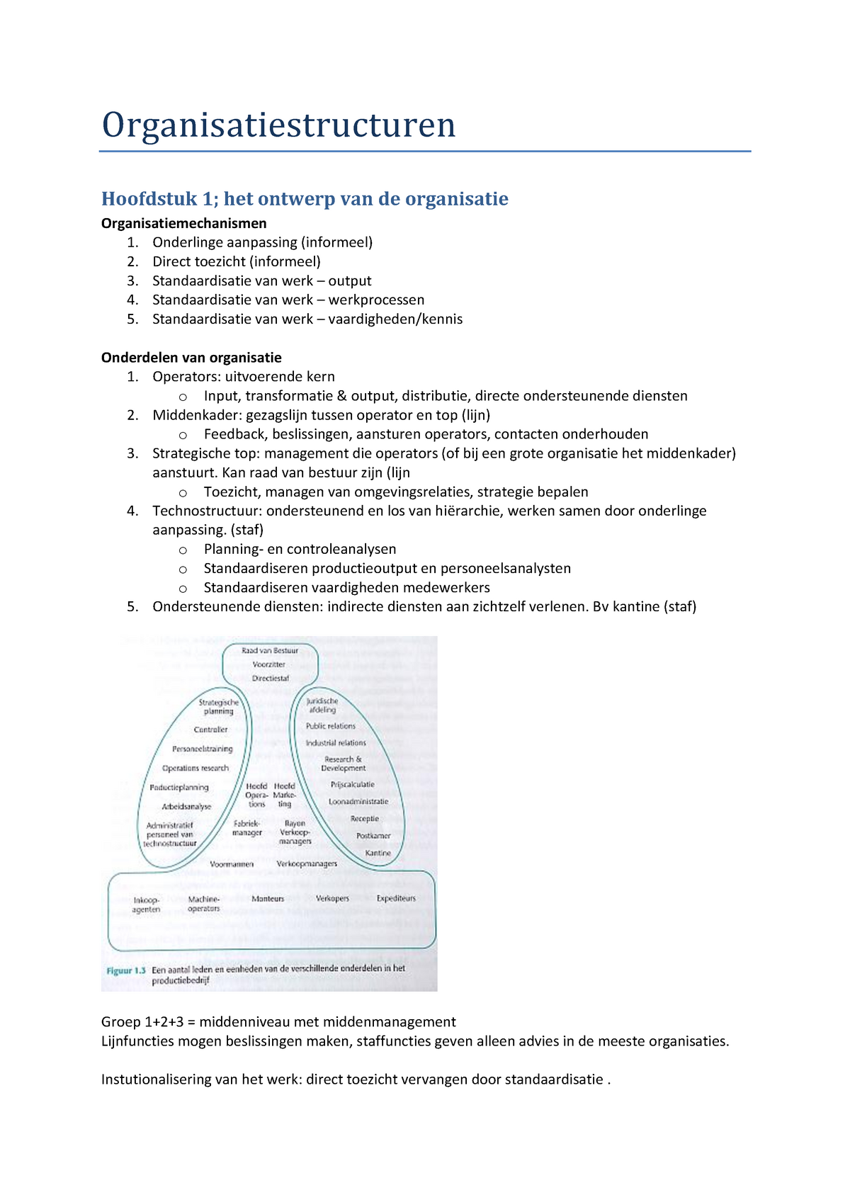 Samenvatting Organisatiewetenschappen Hoofdstuk 1-9 ...