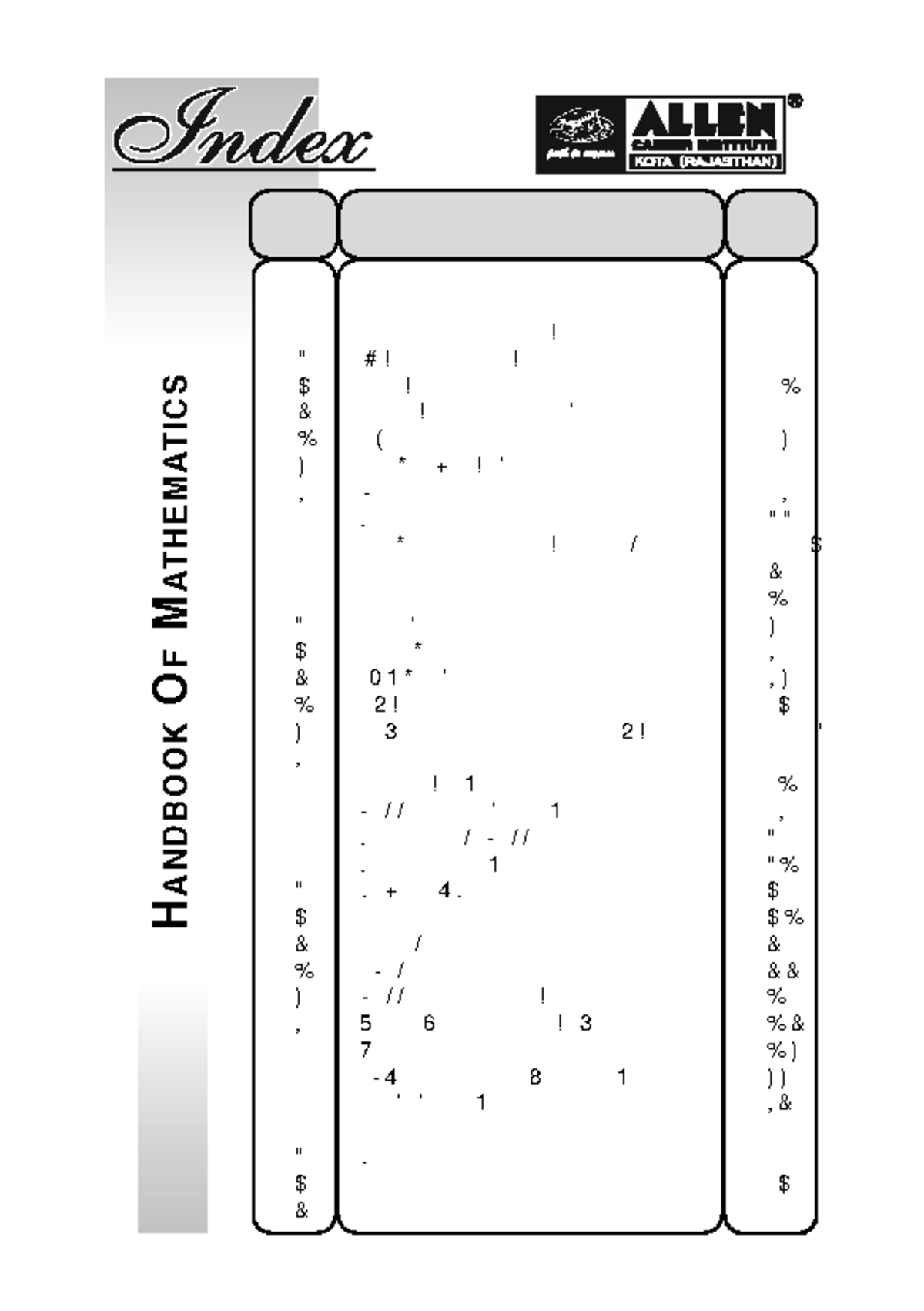 Allen Handbook maths - guy - Serial No. CONTENTS Page H A ND BOOK O F M ...