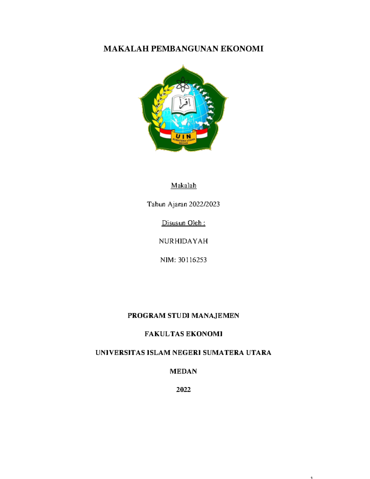 Makalah Pembangunan Ekonomi - MAKALAH PEMBANGUNAN EKONOMI Makalah Tahun ...