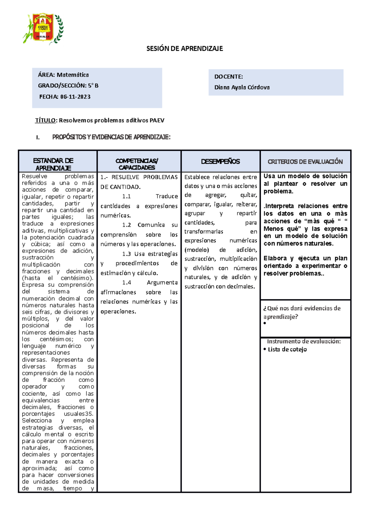 Resolvemos Problemas PAEV - SESIÓN DE APRENDIZAJE TÍTULO: Resolvemos ...