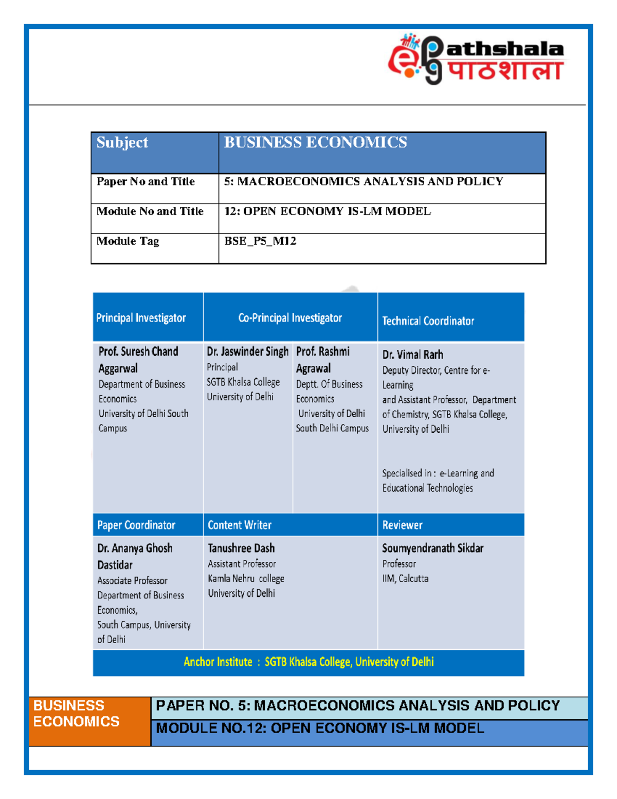 Open Economy Is Lm Model Business Economics Paper No 5