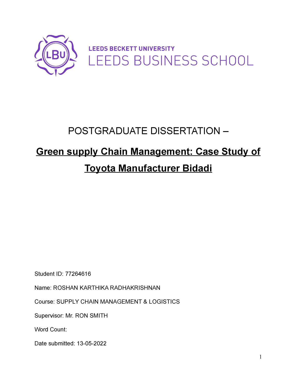 dissertation on green supply chain management