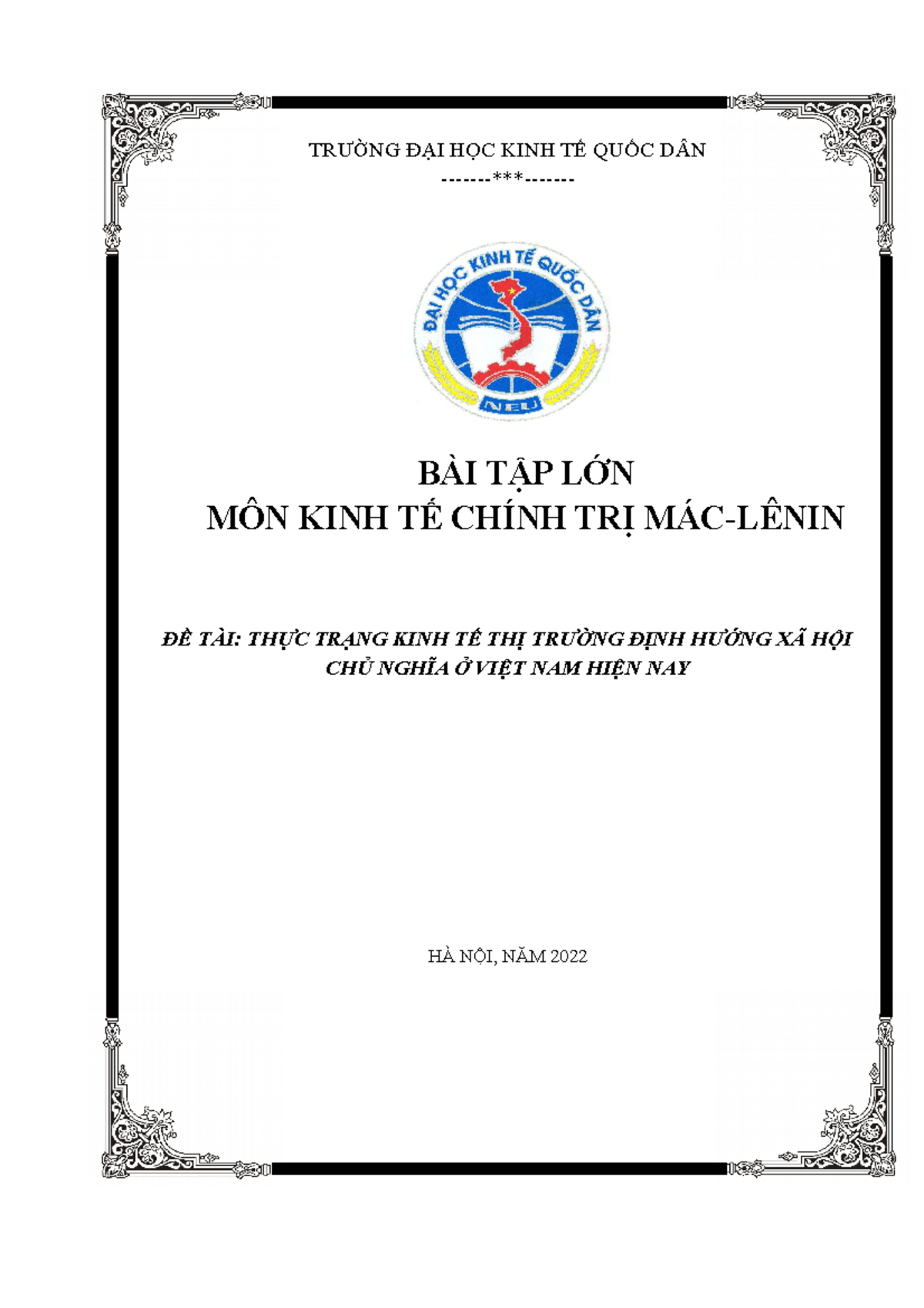 BTL-KTCT - THỰC TRẠNG KINH TẾ THỊ TRƯỜNG ĐỊNH HƯỚNG XÃ HỘI CHỦ NGHĨA Ở ...