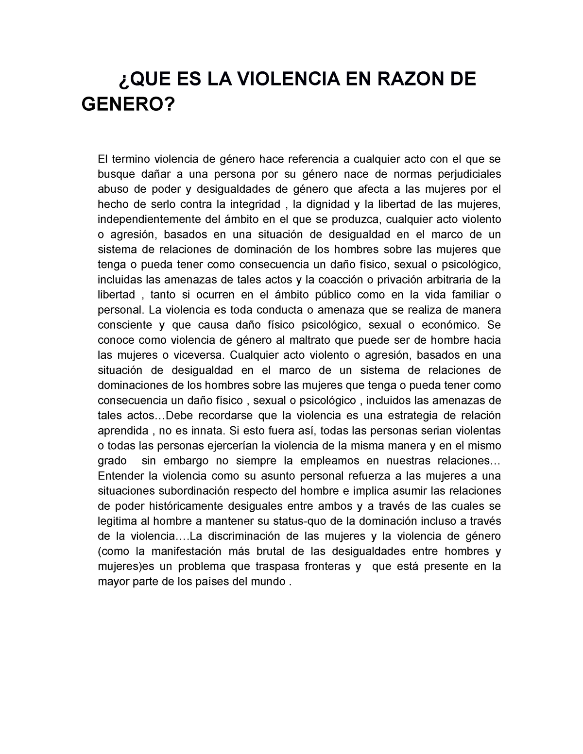 Que Es La Violencia En Razon De Genero ¿que Es La Violencia En Razon De Genero El Termino