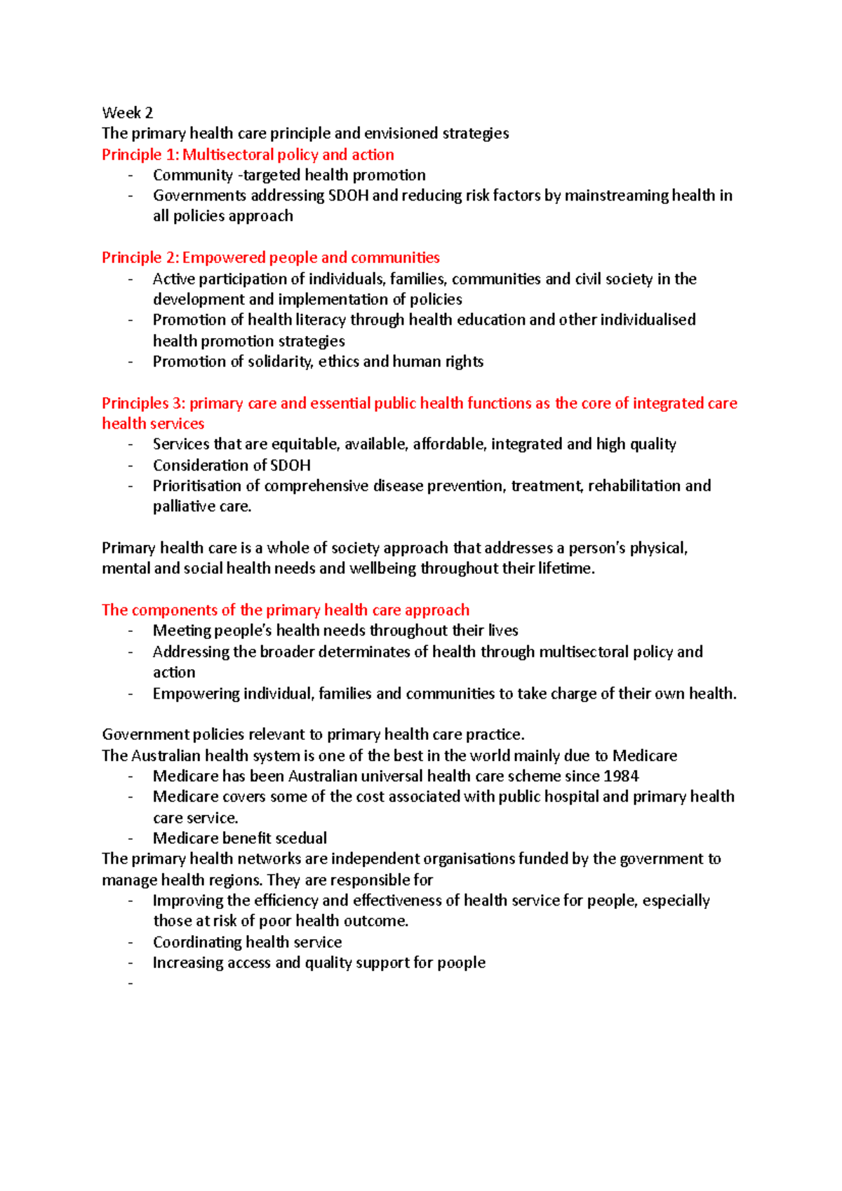 Week 2 primary heath care Week 2 The primary health care principle and envisioned strategies Week 2 primary heath care Week 2 The primary health care principle and envisioned strategies