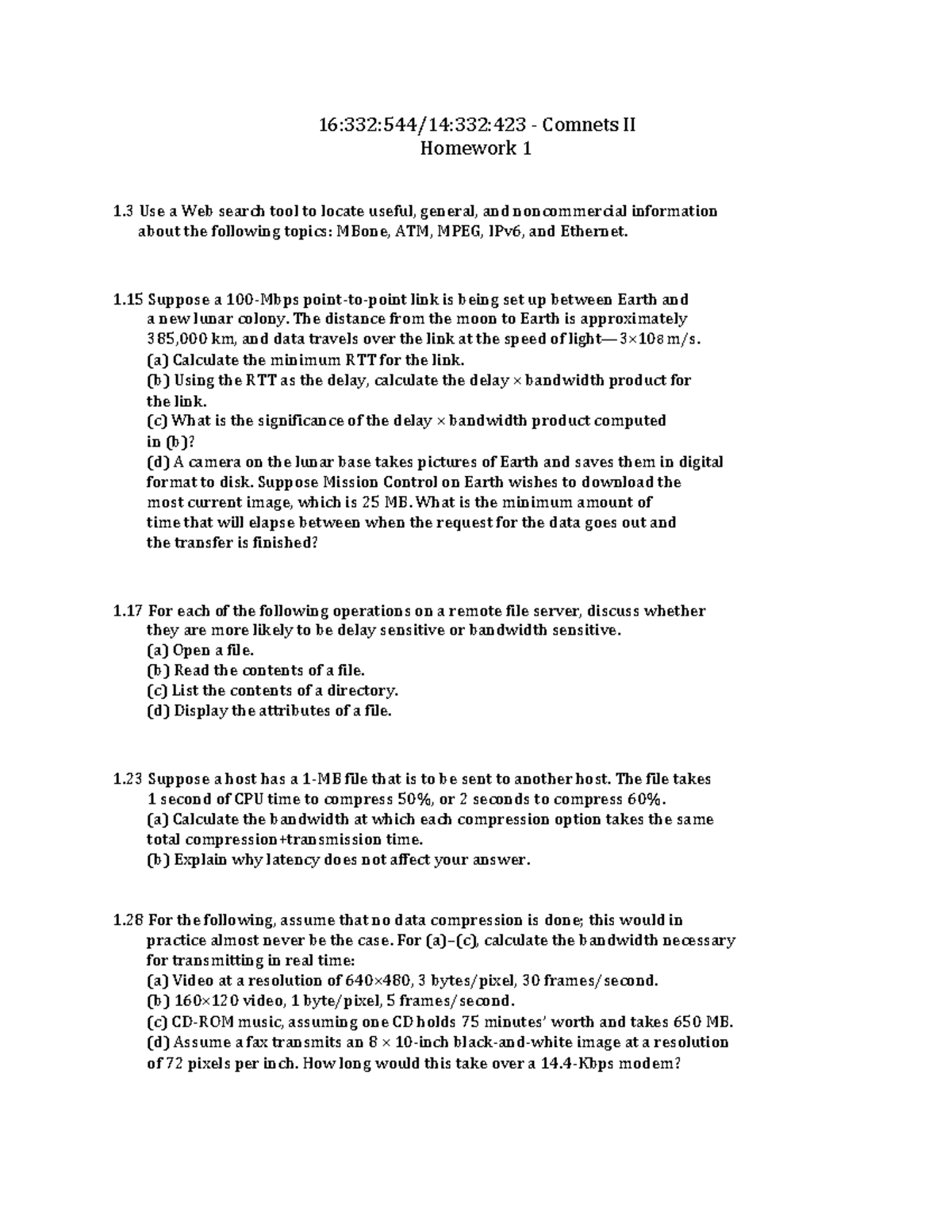 Homework 1 - Lecture notes 1-6 - 16:332:544/14:332:423 - Comnets II ...