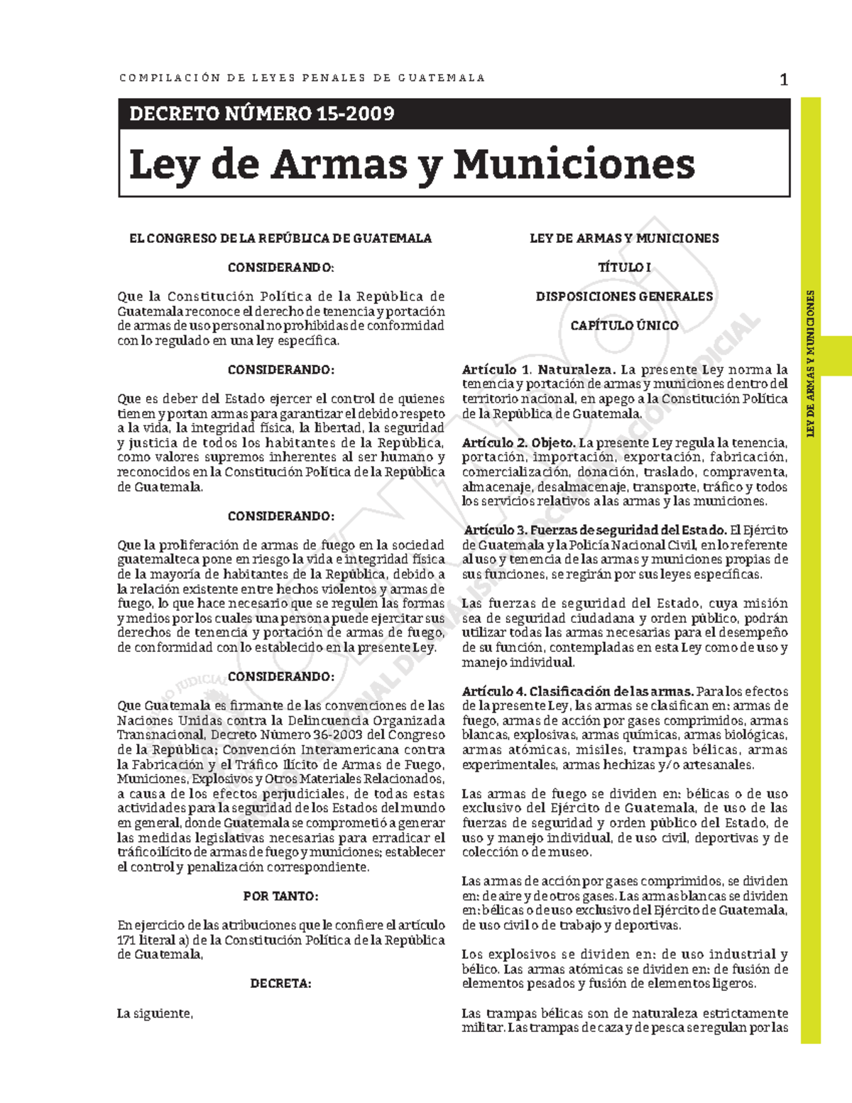 La Ley de Armas y Municiones con su artículos actualizados 1 LEY DE
