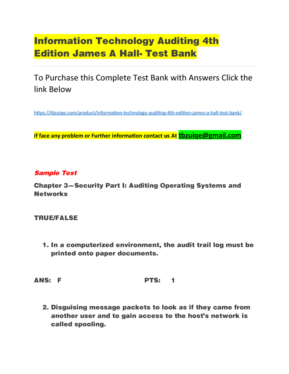 CIS Chapter 3 TEST BANK - Notes For Cis - Information Technology ...