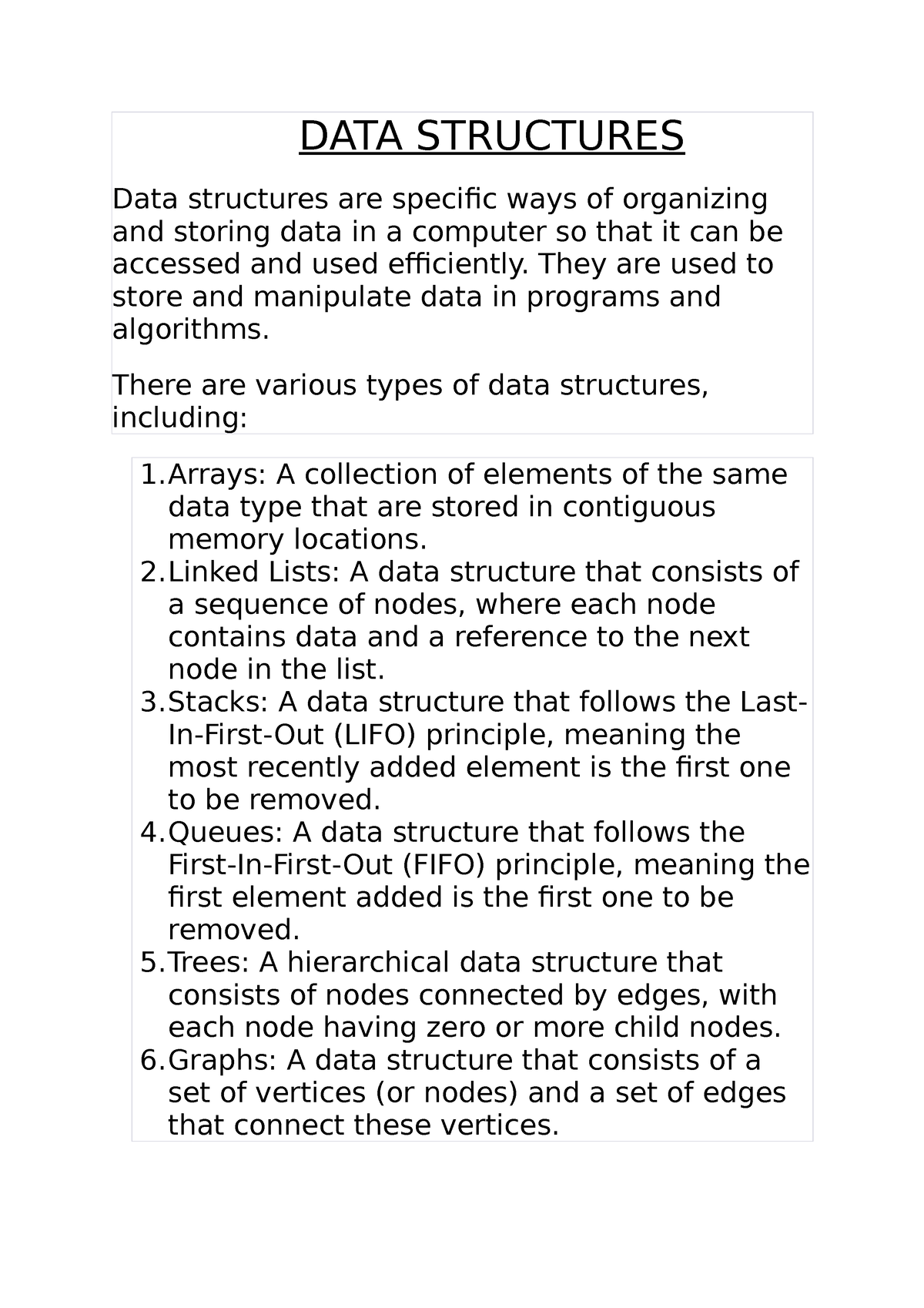 essay about data structures