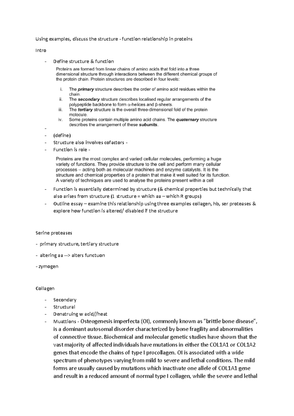Proteins structure and function - Using examples, discuss the structure ...