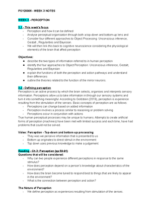 PSY20006 - WEEK 1 Notes - WEEK 1 - INTRODUCTION TO COGNITIVE PSYCHOLOGY ...